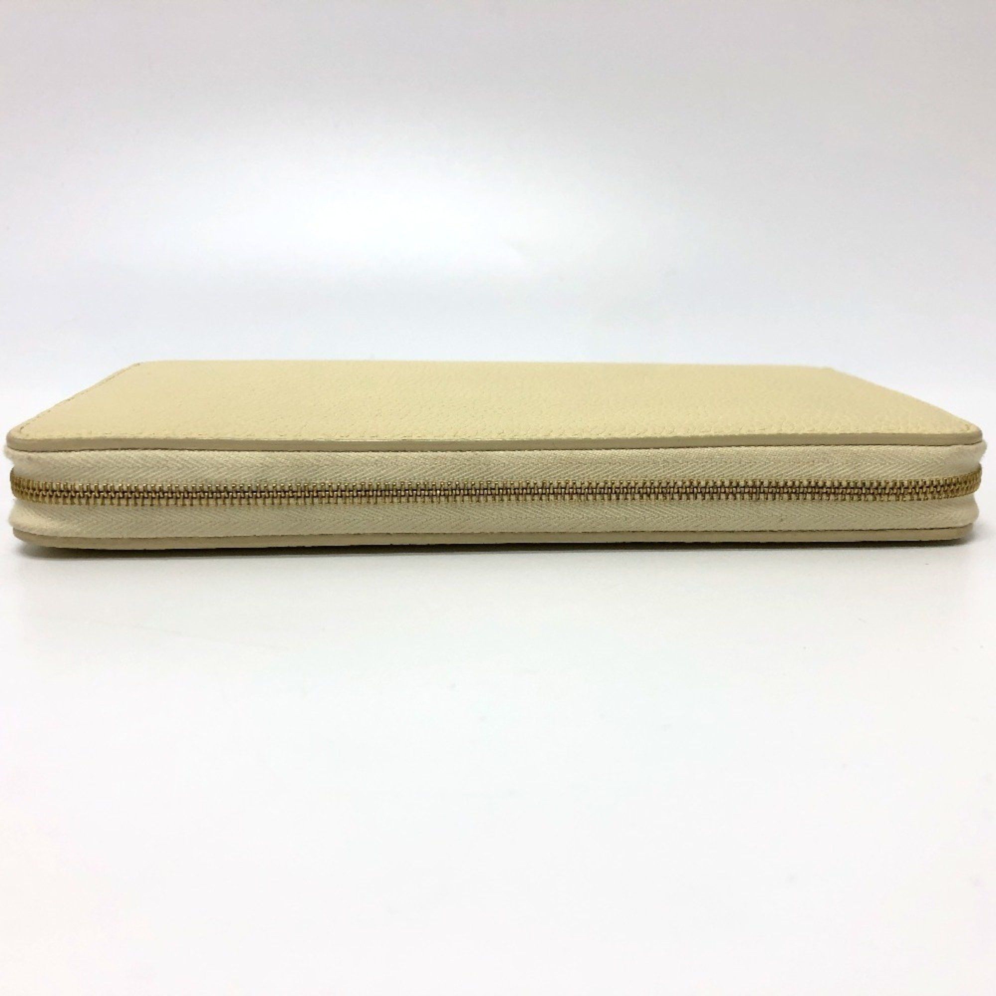Celine CELINE Women's Leather Round Zip Long Wallet in Beige Size ONE SIZE - 5 Thumbnail