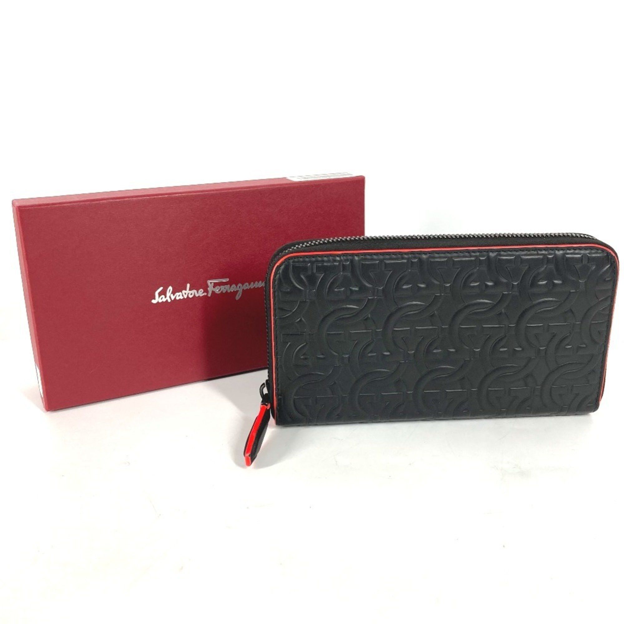 Salvatore Ferragamo Salvatore Ferragamo Gancini round zipper long wallet in black leather for men Size ONE SIZE - 8 Thumbnail