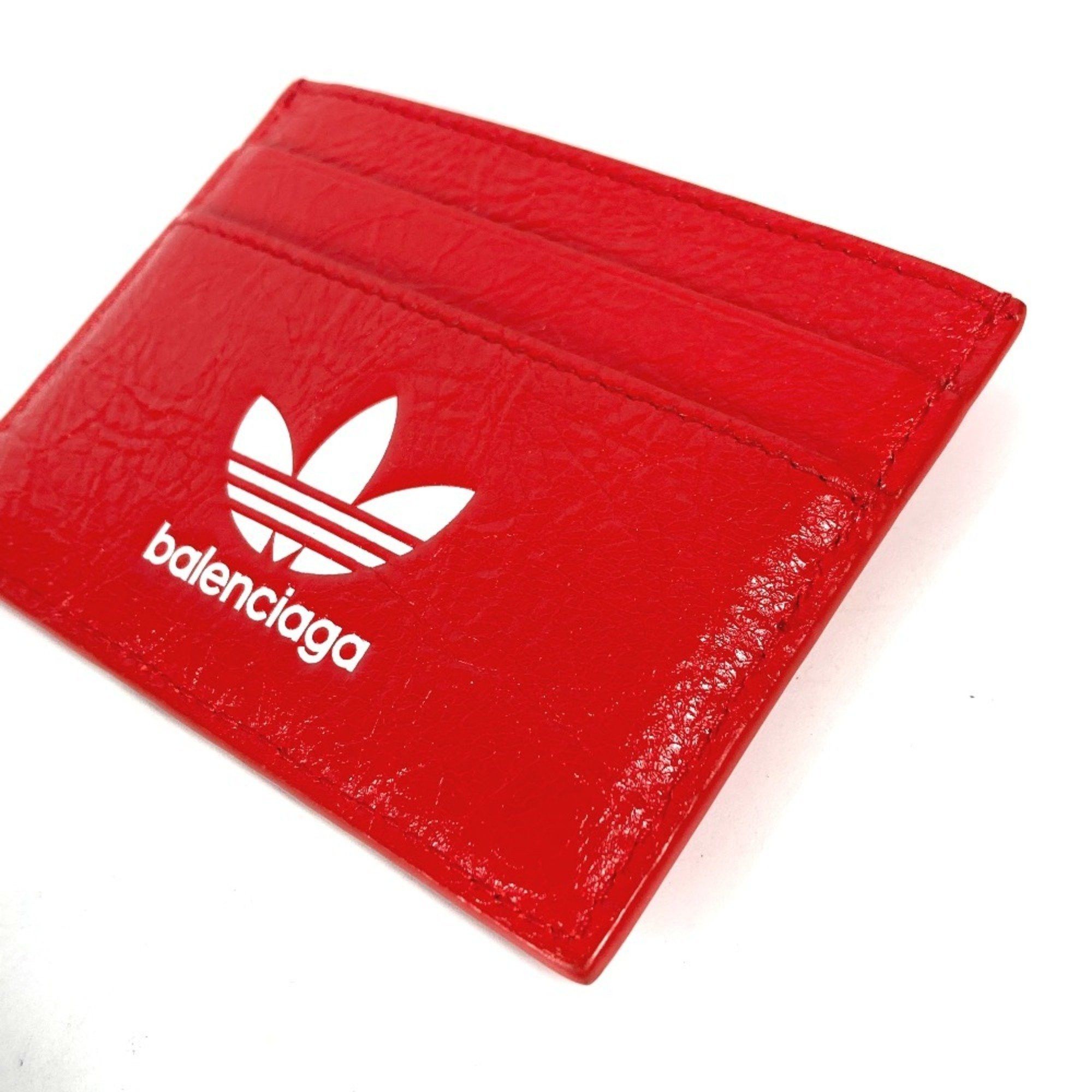 Balenciaga BALENCIAGA 721895 adidas collaboration business card holder, pass case, leather, men's, red Size ONE SIZE - 3 Thumbnail