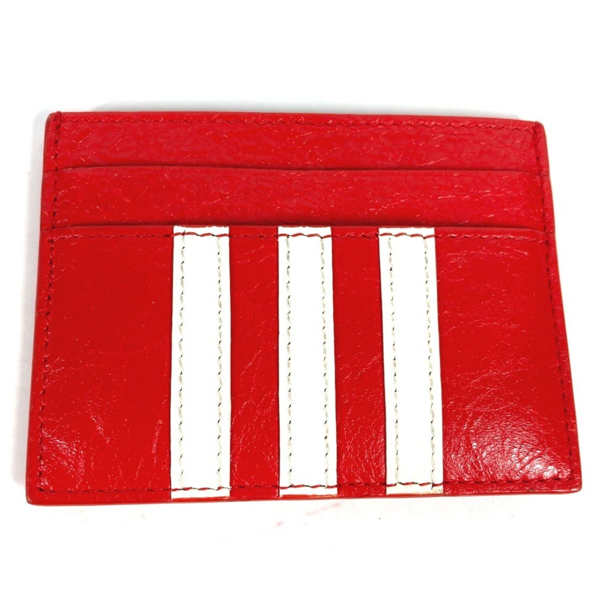 Balenciaga BALENCIAGA 721895 adidas collaboration business card holder, pass case, leather, men's, red Size ONE SIZE - 4 Thumbnail