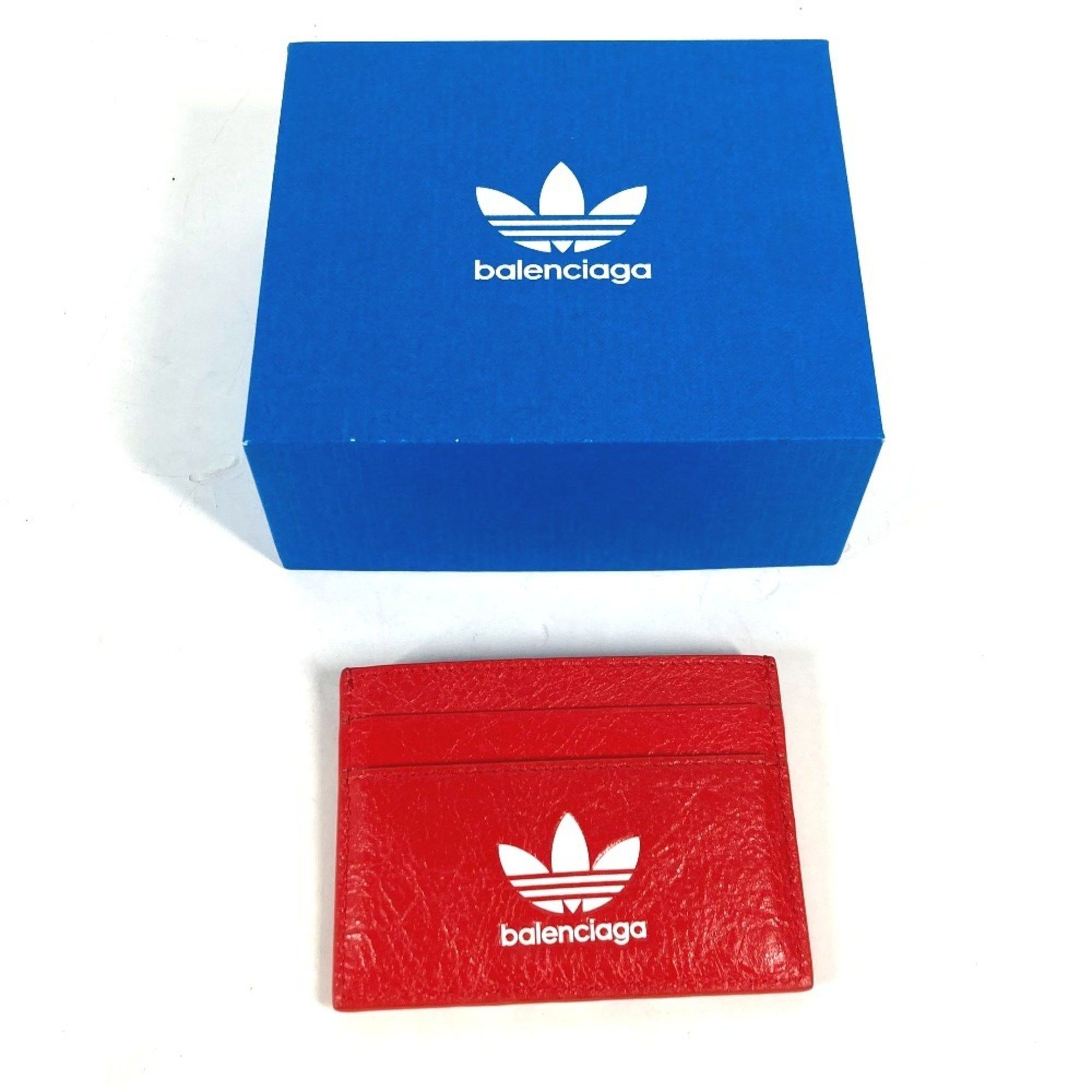 Balenciaga BALENCIAGA 721895 adidas collaboration business card holder, pass case, leather, men's, red Size ONE SIZE - 2 Thumbnail