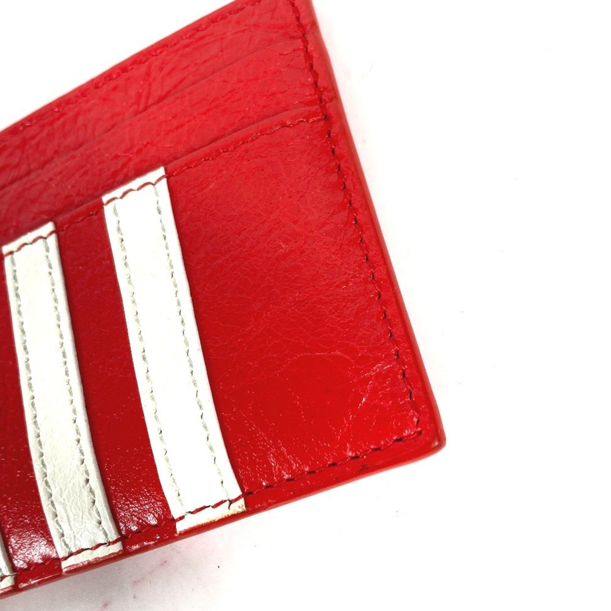 Balenciaga BALENCIAGA 721895 adidas collaboration business card holder, pass case, leather, men's, red Size ONE SIZE - 5 Thumbnail