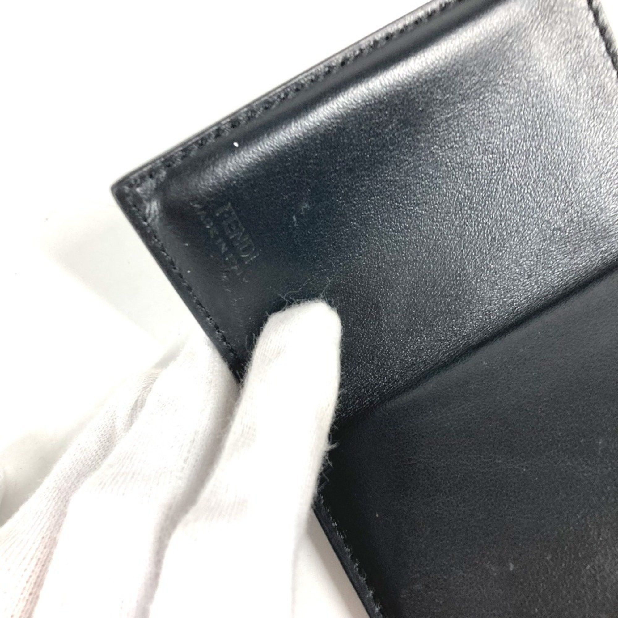 Fendi FENDI 8M0395 Logo Compact Wallet Tri-fold Leather Women's Black Size ONE SIZE - 12 Thumbnail