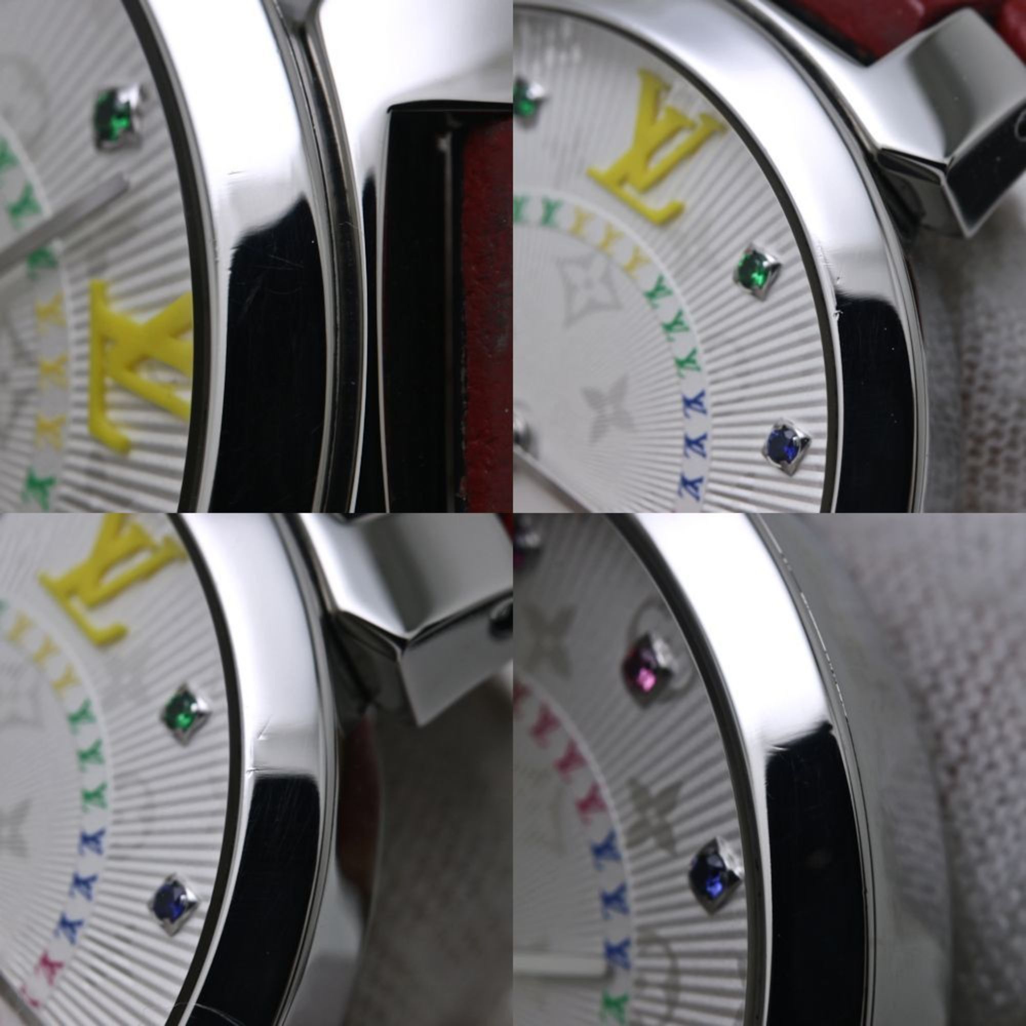 Louis Vuitton LOUIS VUITTON Tambour MM Rainbow Colored Stones QA159Z Women's Watch 40091 Size ONE SIZE - 6 Thumbnail