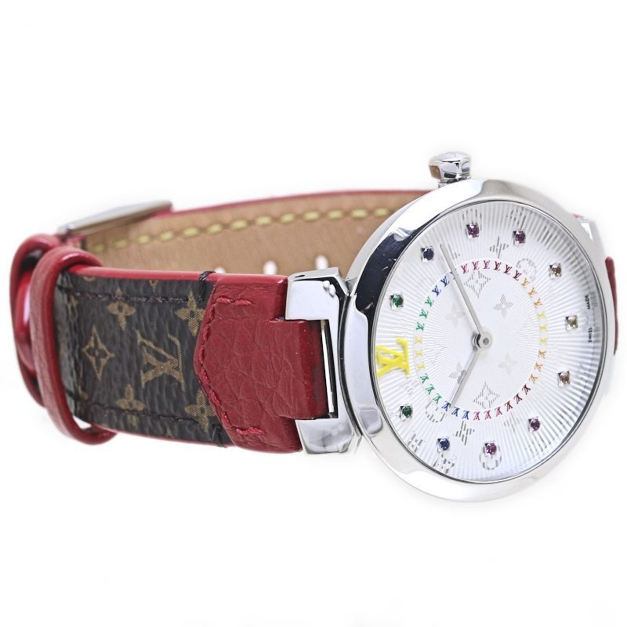 Louis Vuitton LOUIS VUITTON Tambour MM Rainbow Colored Stones QA159Z Women's Watch 40091 Size ONE SIZE - 4 Thumbnail