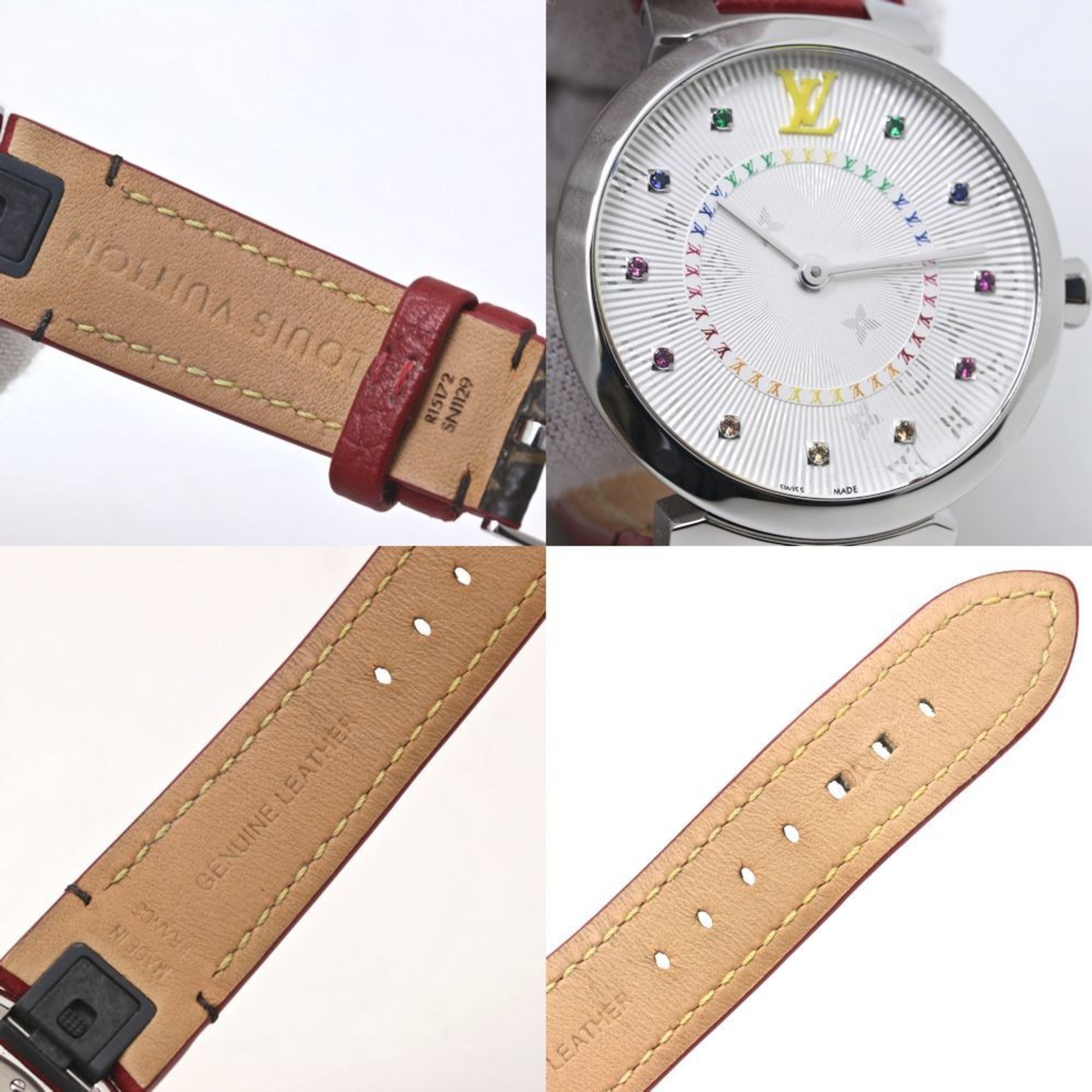 Louis Vuitton LOUIS VUITTON Tambour MM Rainbow Colored Stones QA159Z Women's Watch 40091 Size ONE SIZE - 8 Thumbnail