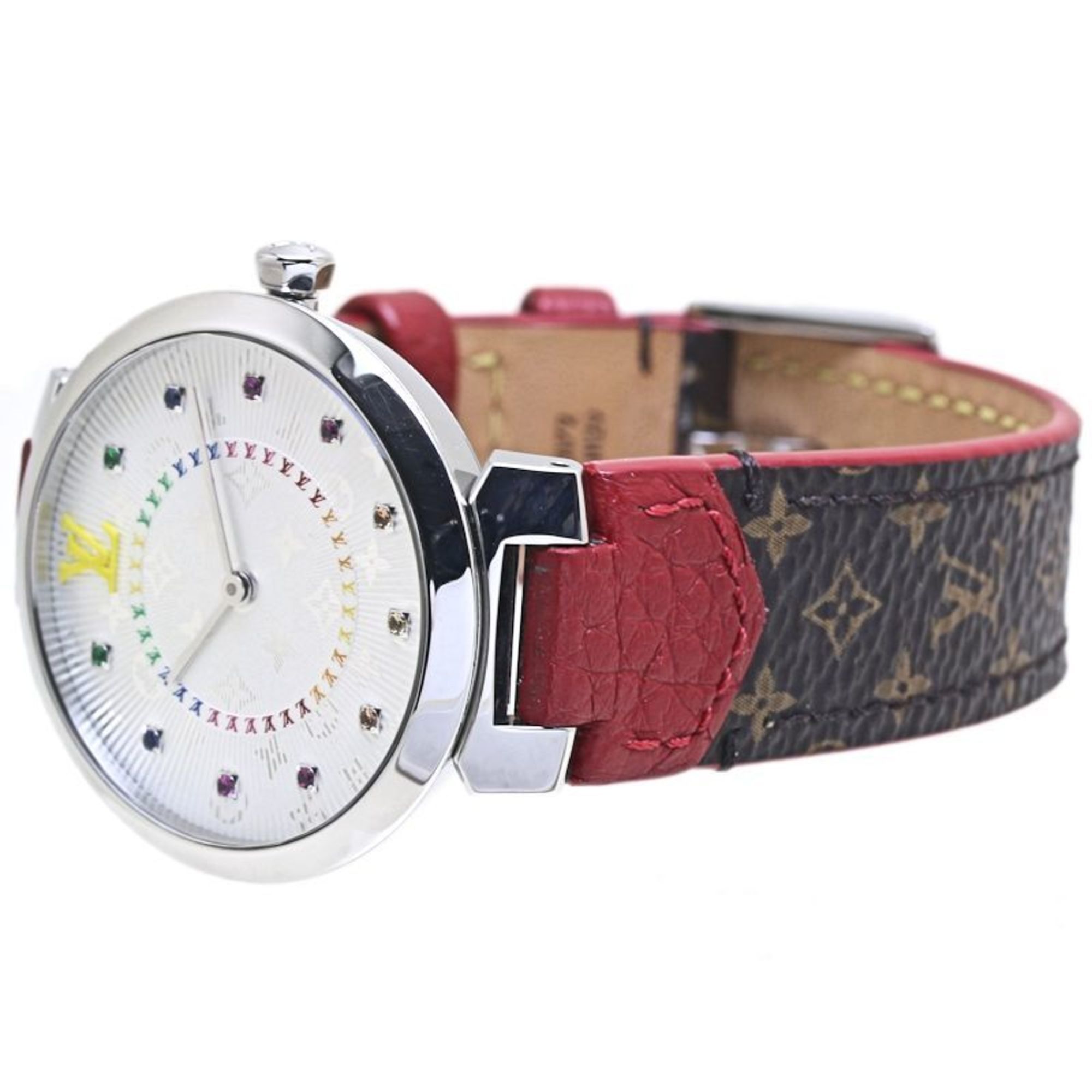 Louis Vuitton LOUIS VUITTON Tambour MM Rainbow Colored Stones QA159Z Women's Watch 40091 Size ONE SIZE - 2 Thumbnail