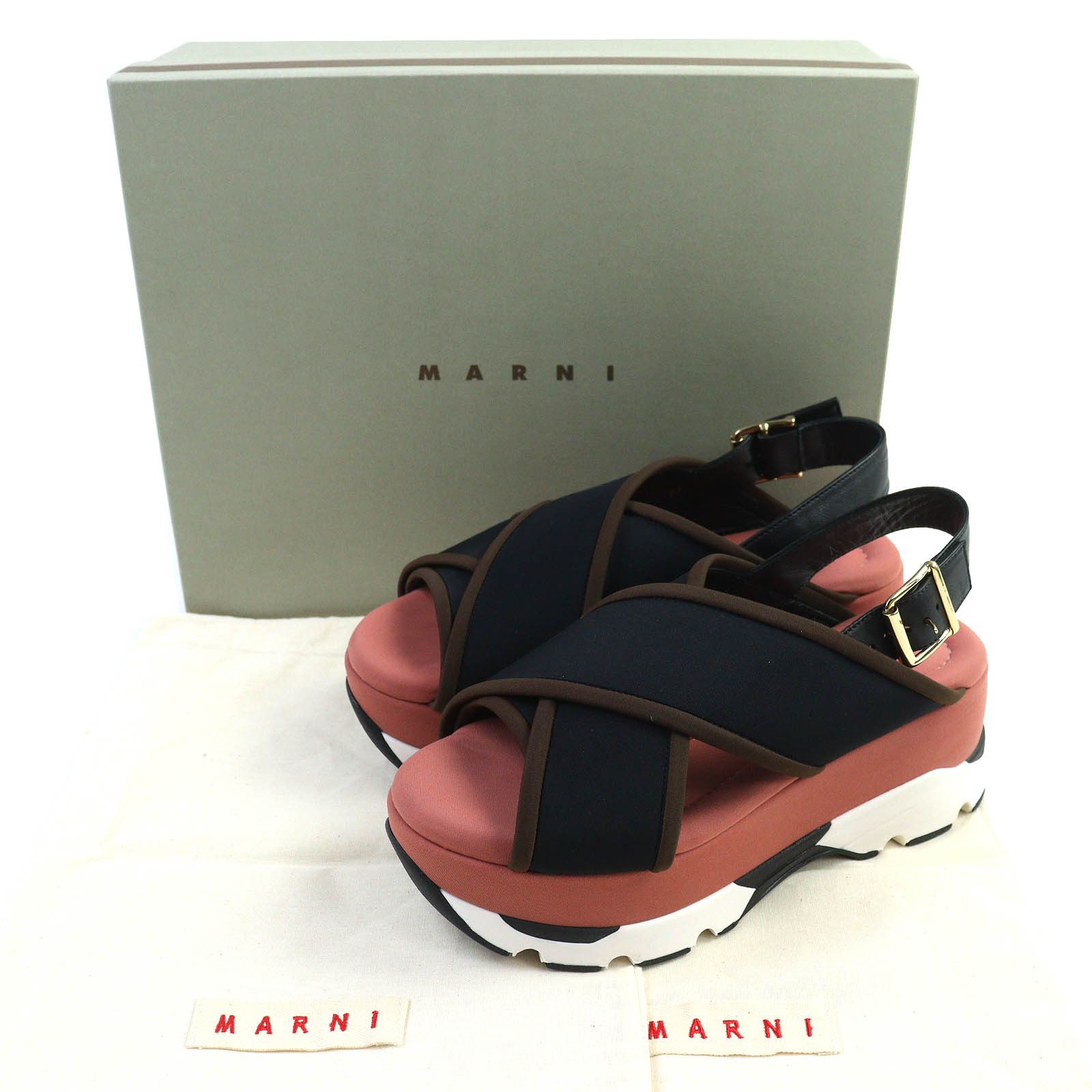 Marni Marni Marni Leather Cross Strap Platform Sandals Leather Shoes SAMA002708 DUTY FREE for USA Size ONE SIZE - 2 Thumbnail