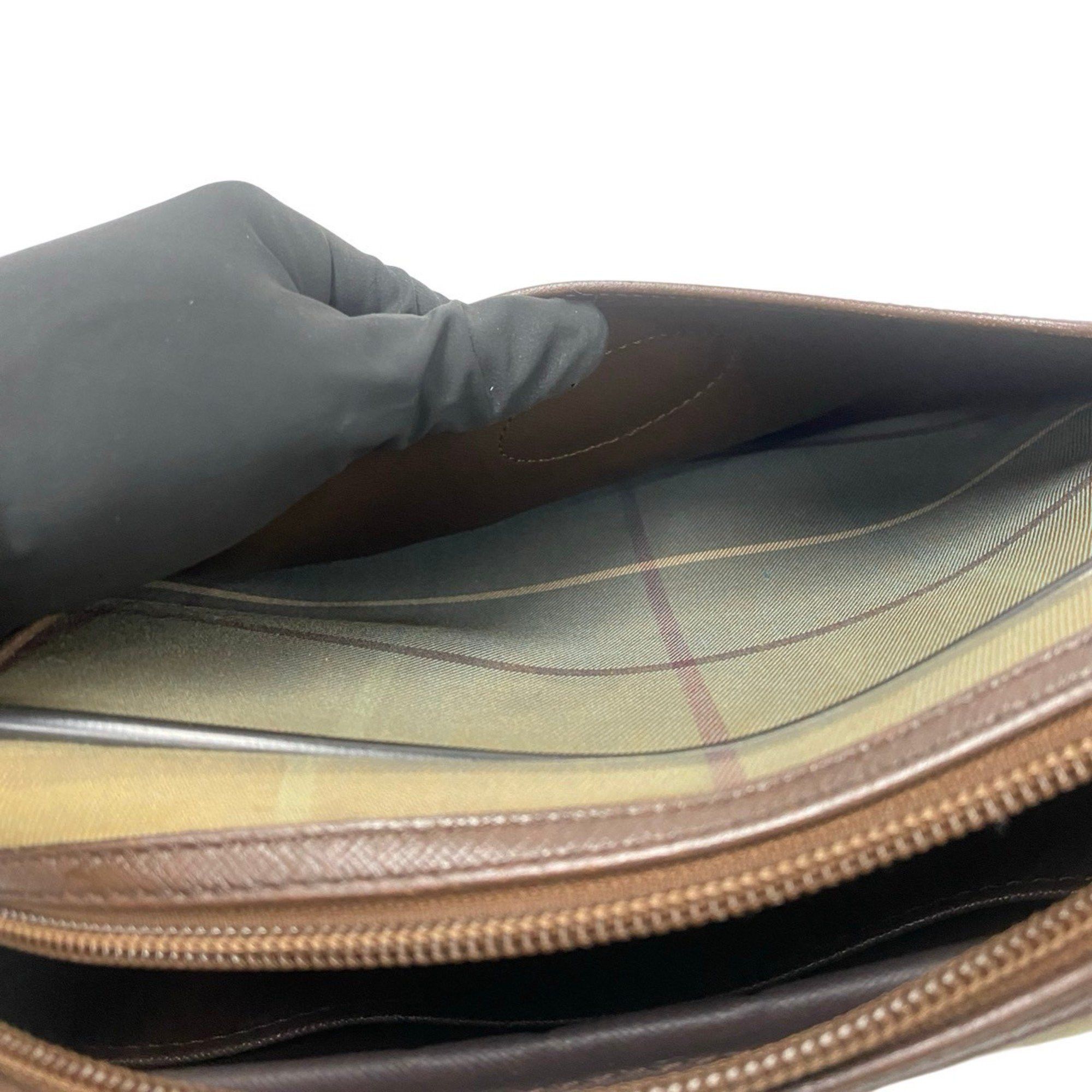Burberry Burberry's Vintage Nova Check Leather Canvas Shoulder Bag/Pochette in Brown 31568 Size ONE SIZE - 9 Thumbnail