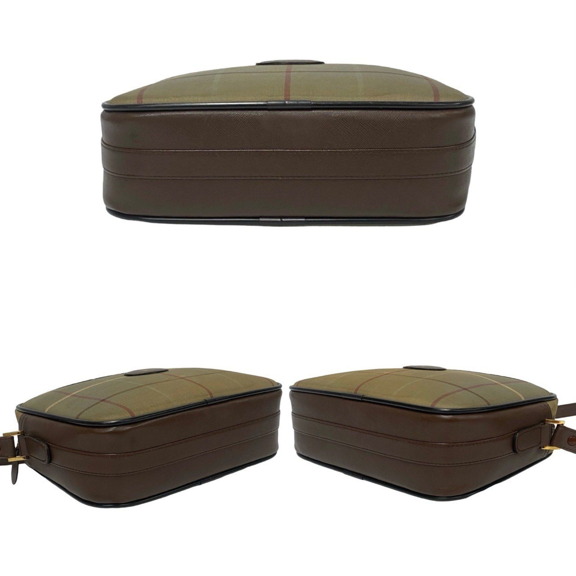 Burberry Burberry's Vintage Nova Check Leather Canvas Shoulder Bag/Pochette in Brown 31568 Size ONE SIZE - 6 Thumbnail