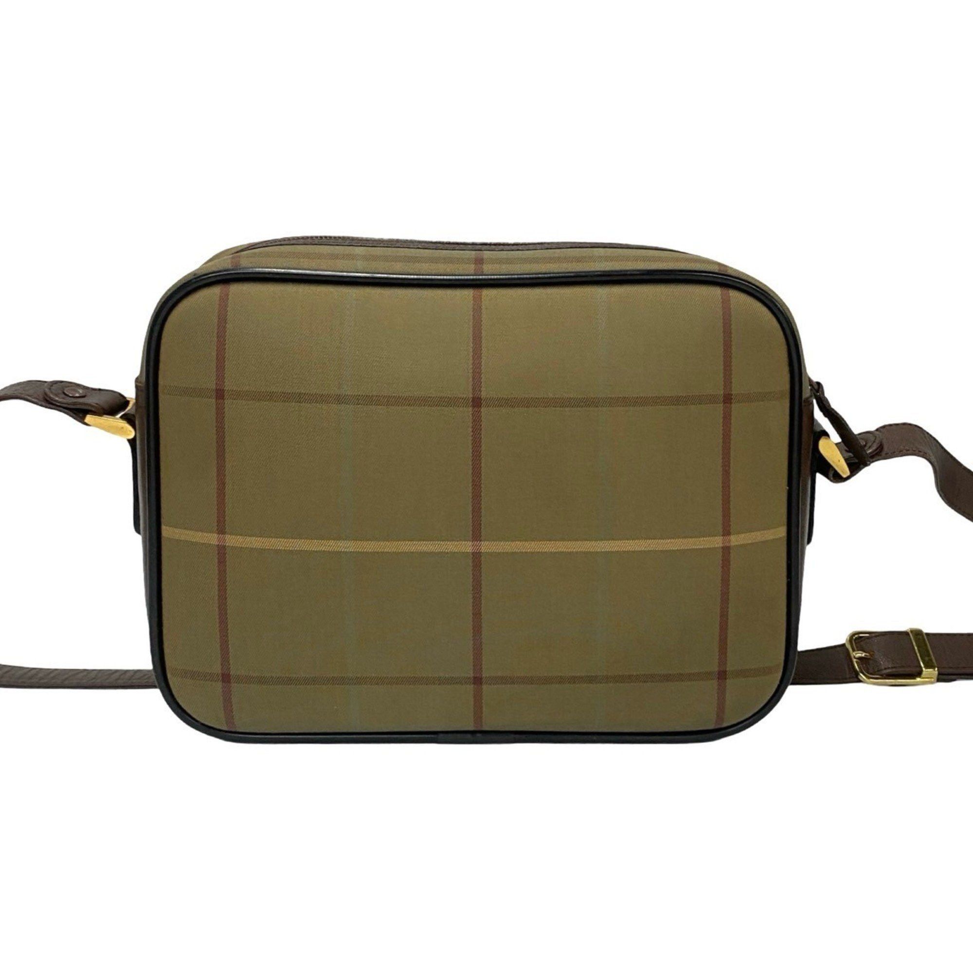 Burberry Burberry's Vintage Nova Check Leather Canvas Shoulder Bag/Pochette in Brown 31568 Size ONE SIZE - 4 Thumbnail