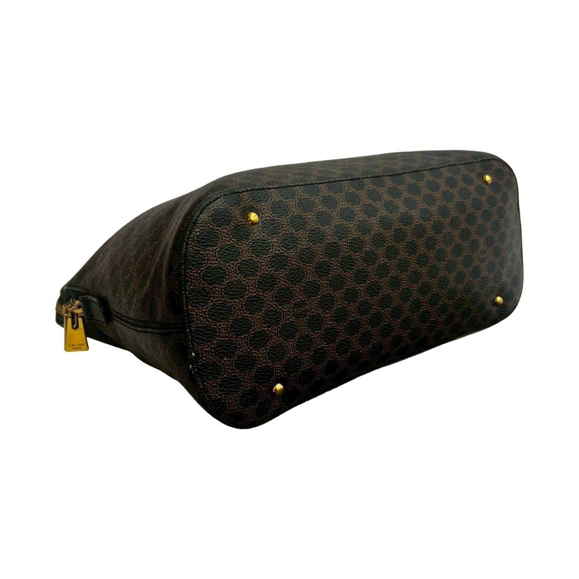 Celine CELINE Vintage Macadam Blason Logo Print Leather Handbag/Tote Bag, Black, 992-2 Size ONE SIZE - 7 Thumbnail