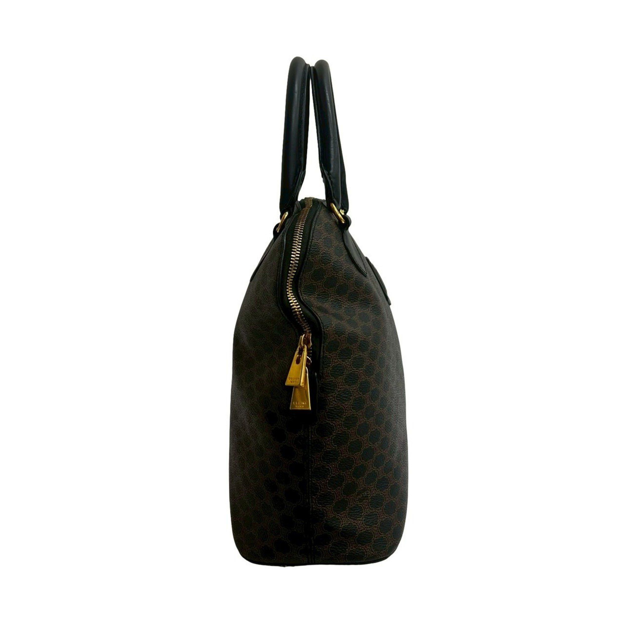 Celine CELINE Vintage Macadam Blason Logo Print Leather Handbag/Tote Bag, Black, 992-2 Size ONE SIZE - 5 Thumbnail