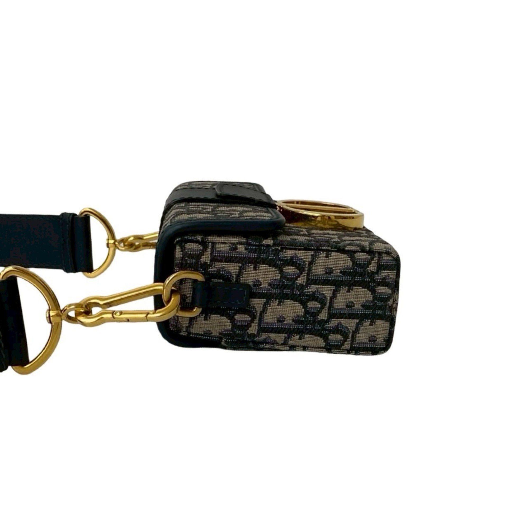 Dior Near-unused Christian Dior Trotter 30 Montaigne Oblique Leather and Canvas Mini Shoulder Bag, Navy, 23229 Size ONE SIZE - 5 Thumbnail