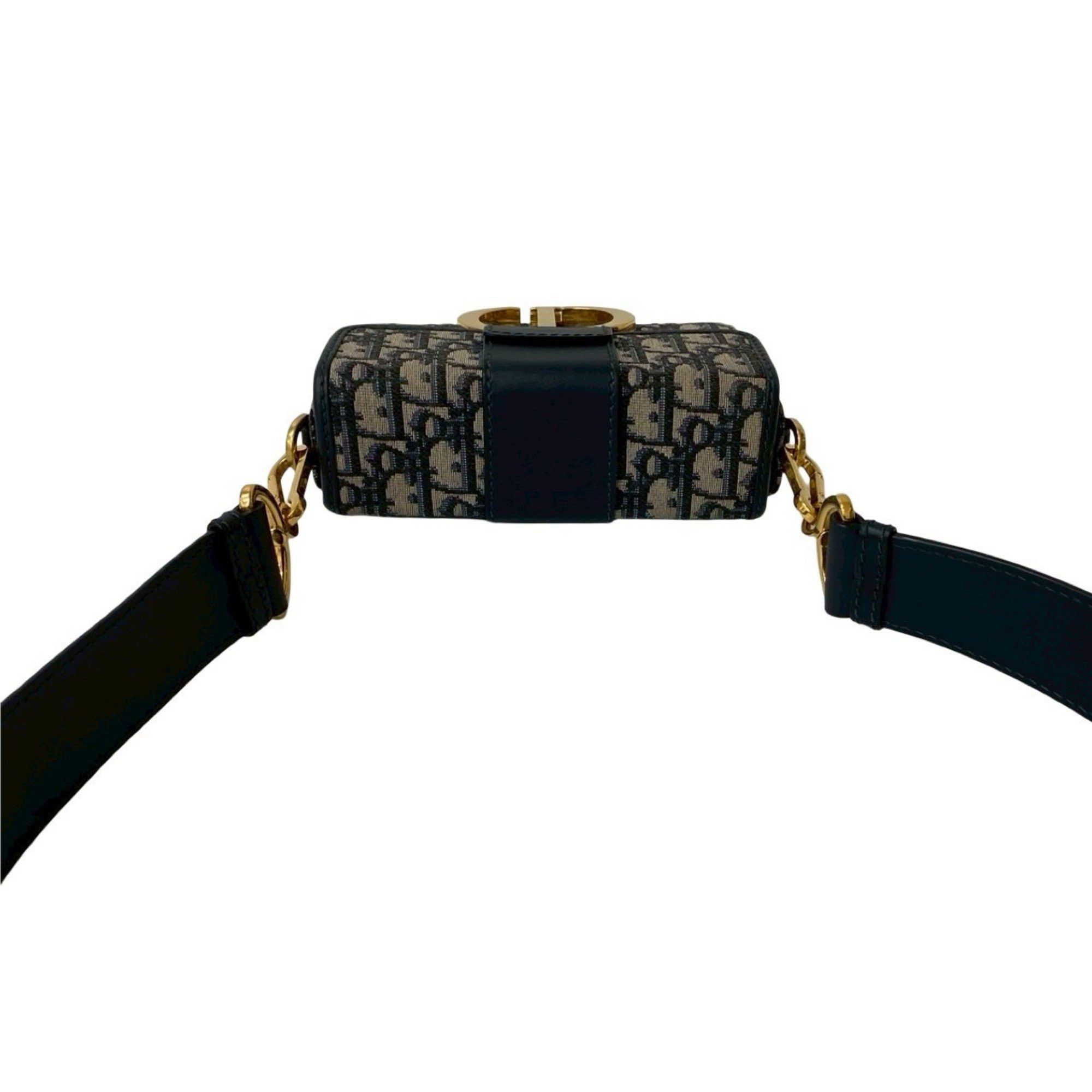 Dior Near-unused Christian Dior Trotter 30 Montaigne Oblique Leather and Canvas Mini Shoulder Bag, Navy, 23229 Size ONE SIZE - 4 Thumbnail