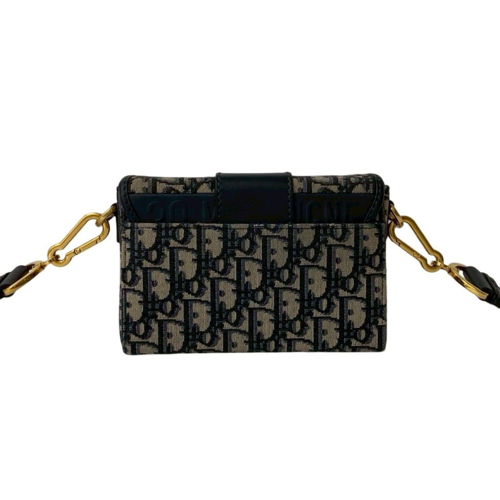 Dior Near-unused Christian Dior Trotter 30 Montaigne Oblique Leather and Canvas Mini Shoulder Bag, Navy, 23229 Size ONE SIZE - 3 Thumbnail