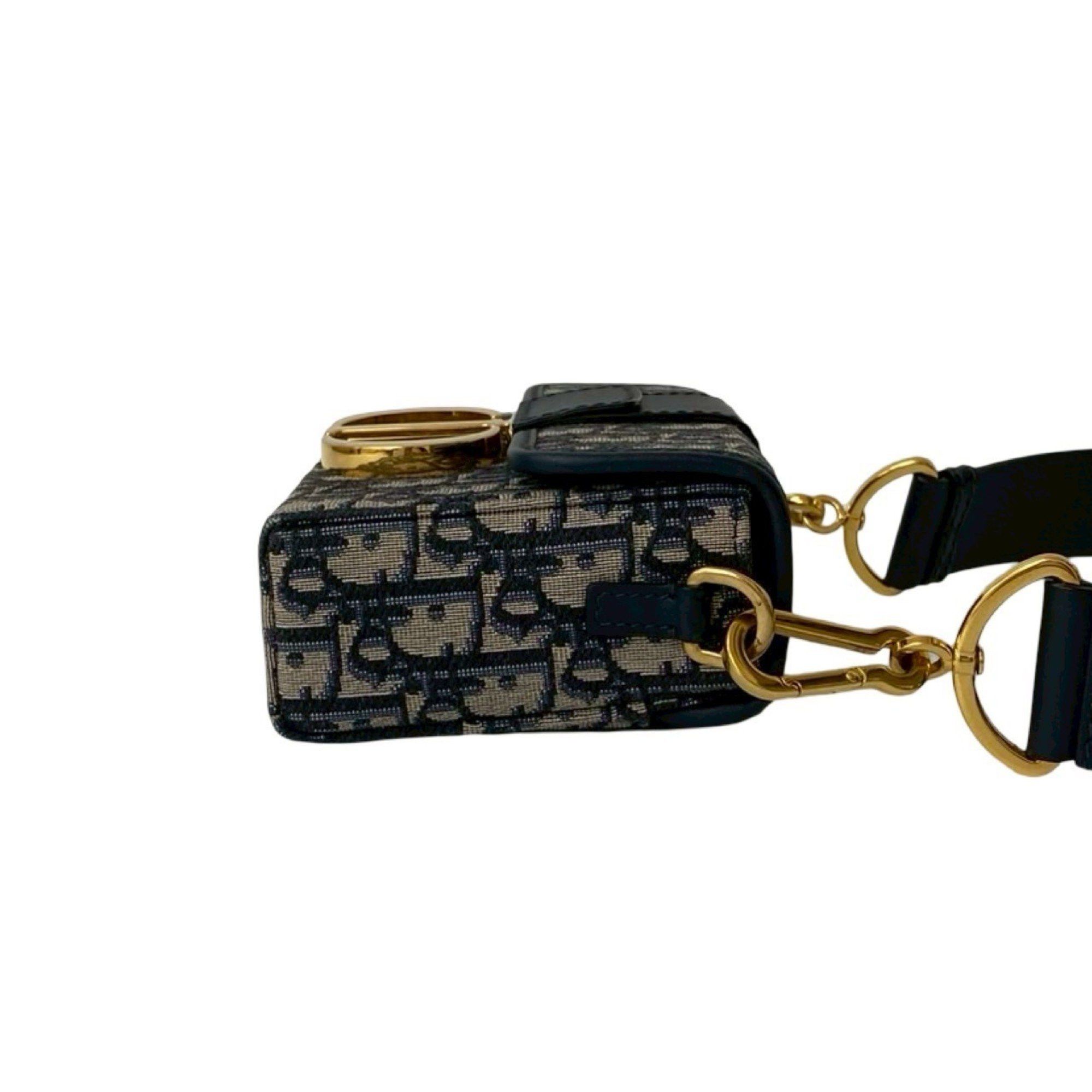 Dior Near-unused Christian Dior Trotter 30 Montaigne Oblique Leather and Canvas Mini Shoulder Bag, Navy, 23229 Size ONE SIZE - 6 Thumbnail