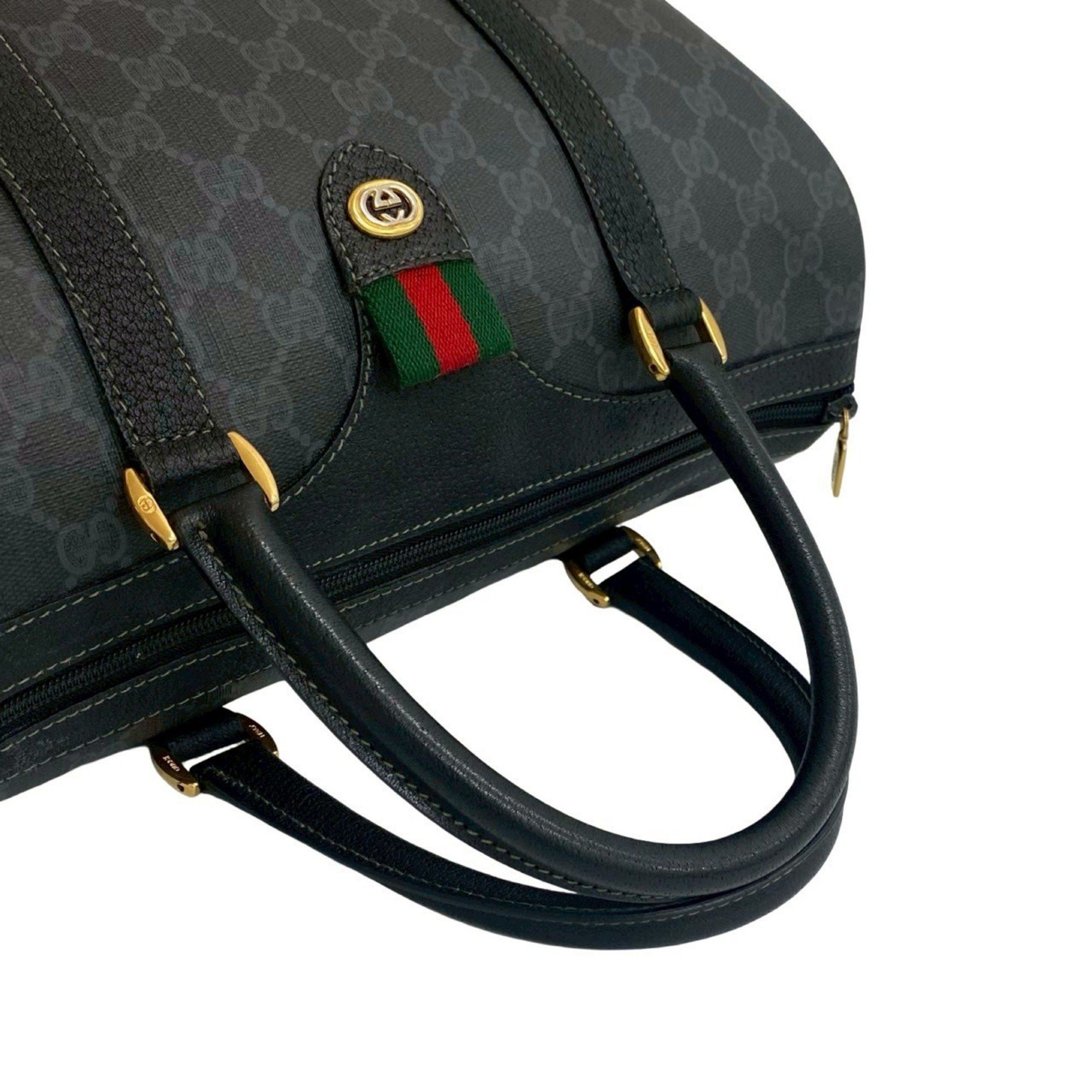 GUCCI Vintage Sherry Line GG Logo Hardware Leather Handbag/Boston