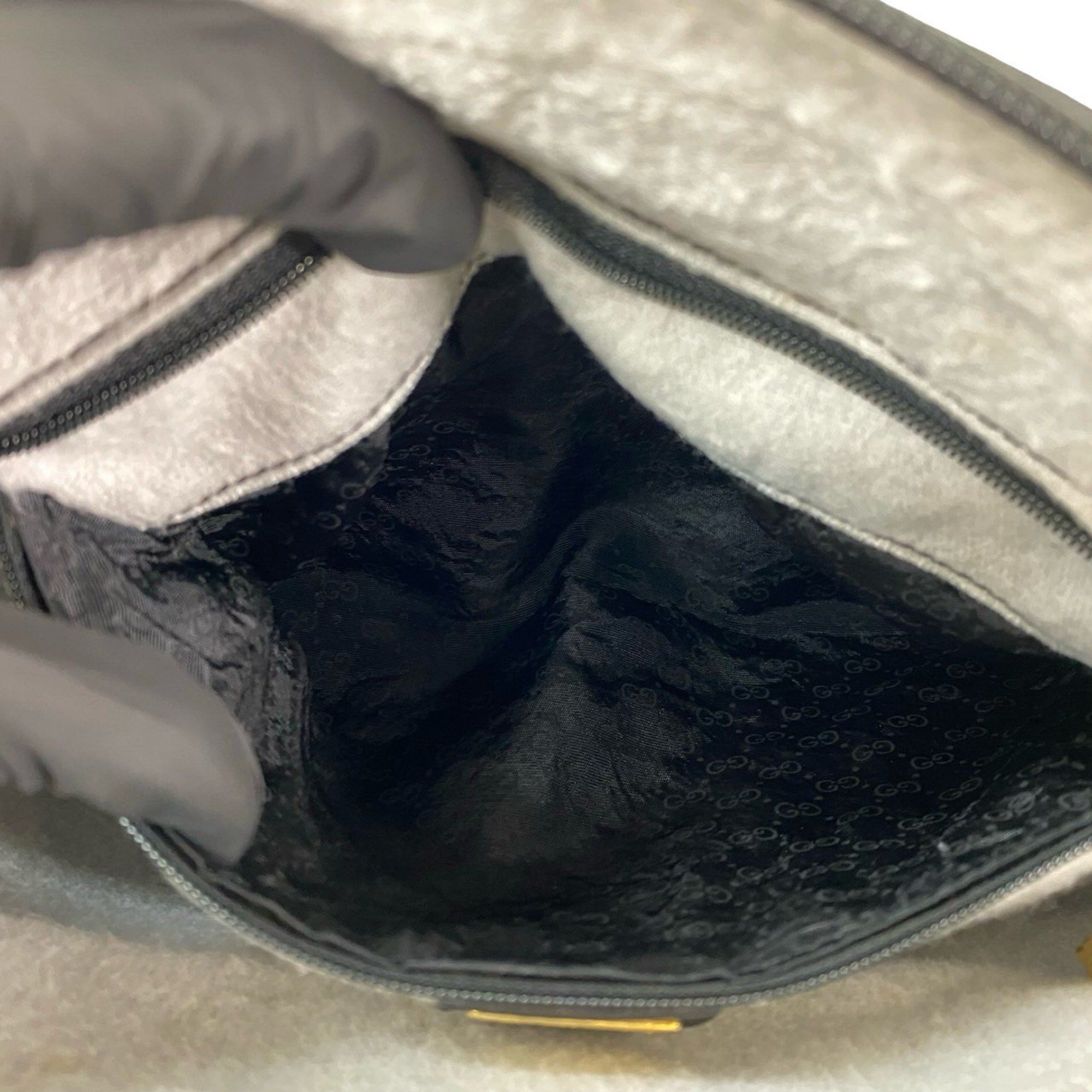 Gucci GUCCI Vintage Micro GG Logo Leather Shoulder Bag/Pochette in Black 97645 Size ONE SIZE - 10 Thumbnail