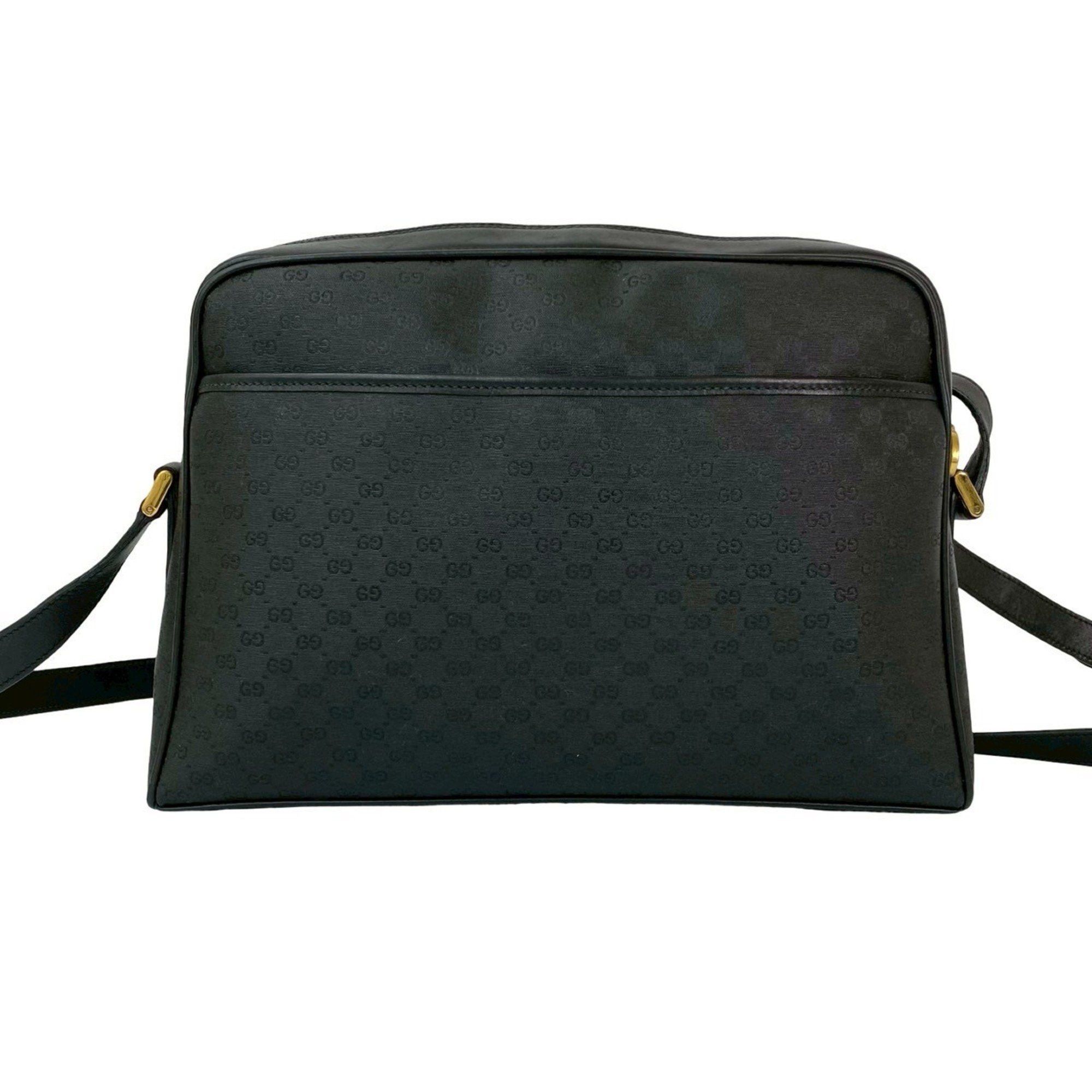 Gucci GUCCI Vintage Micro GG Logo Leather Shoulder Bag/Pochette in Black 97645 Size ONE SIZE - 3 Thumbnail