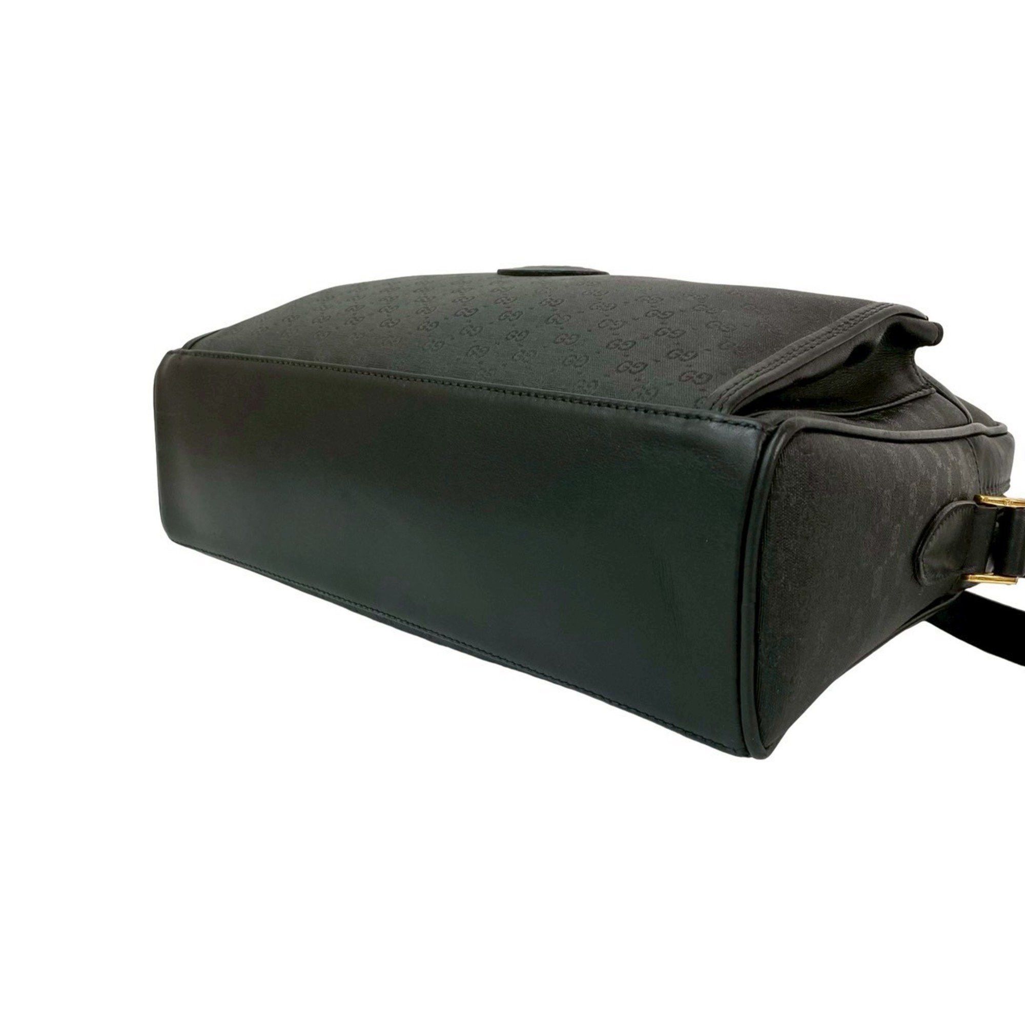 Gucci GUCCI Vintage Micro GG Logo Leather Shoulder Bag/Pochette in Black 97645 Size ONE SIZE - 8 Thumbnail