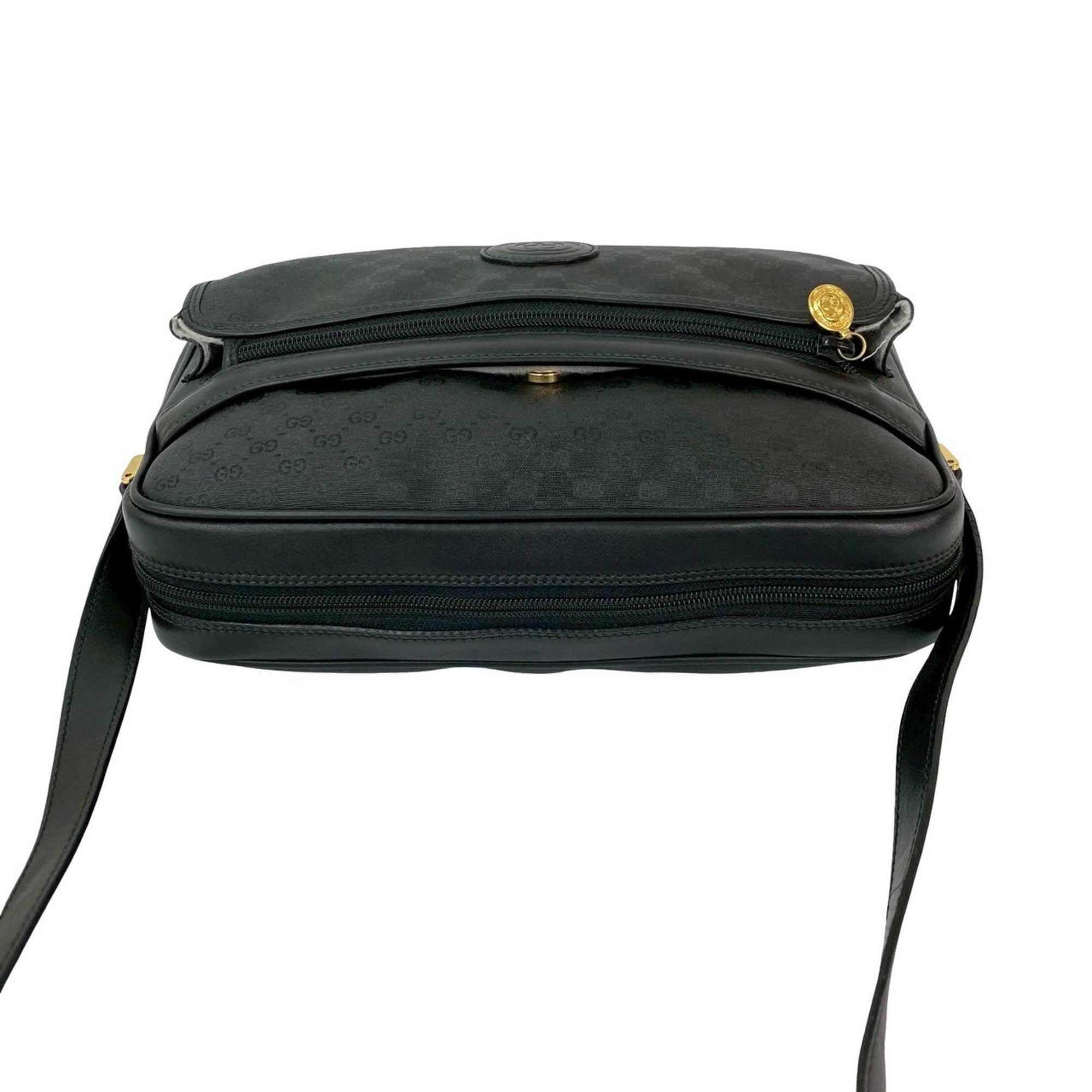Gucci GUCCI Vintage Micro GG Logo Leather Shoulder Bag/Pochette in Black 97645 Size ONE SIZE - 4 Thumbnail