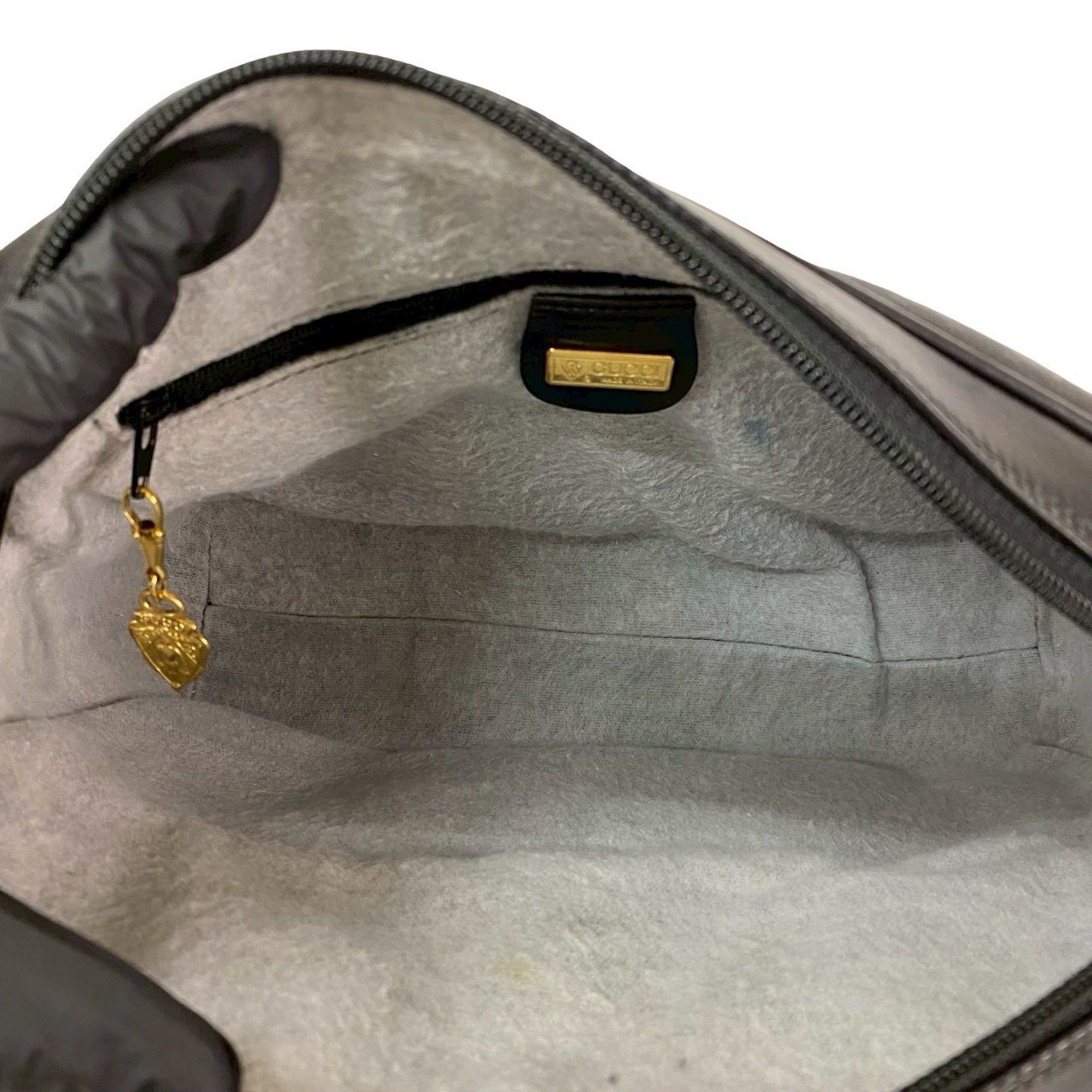 Gucci GUCCI Vintage Micro GG Logo Leather Shoulder Bag/Pochette in Black 97645 Size ONE SIZE - 9 Thumbnail