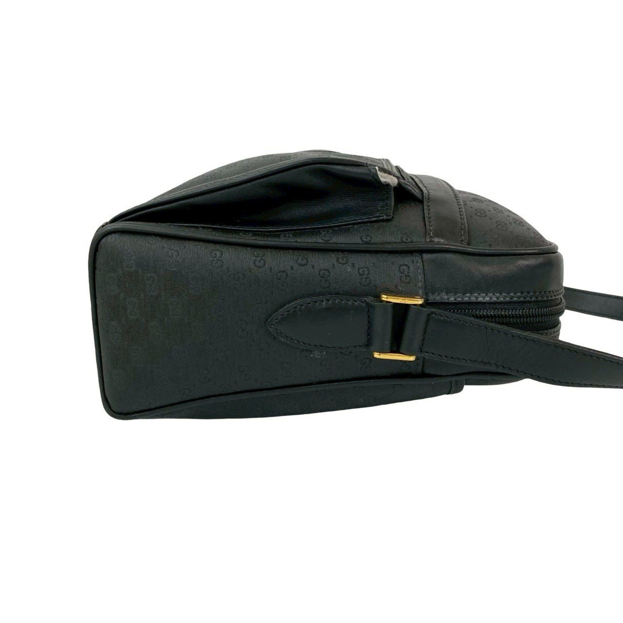 Gucci GUCCI Vintage Micro GG Logo Leather Shoulder Bag/Pochette in Black 97645 Size ONE SIZE - 6 Thumbnail