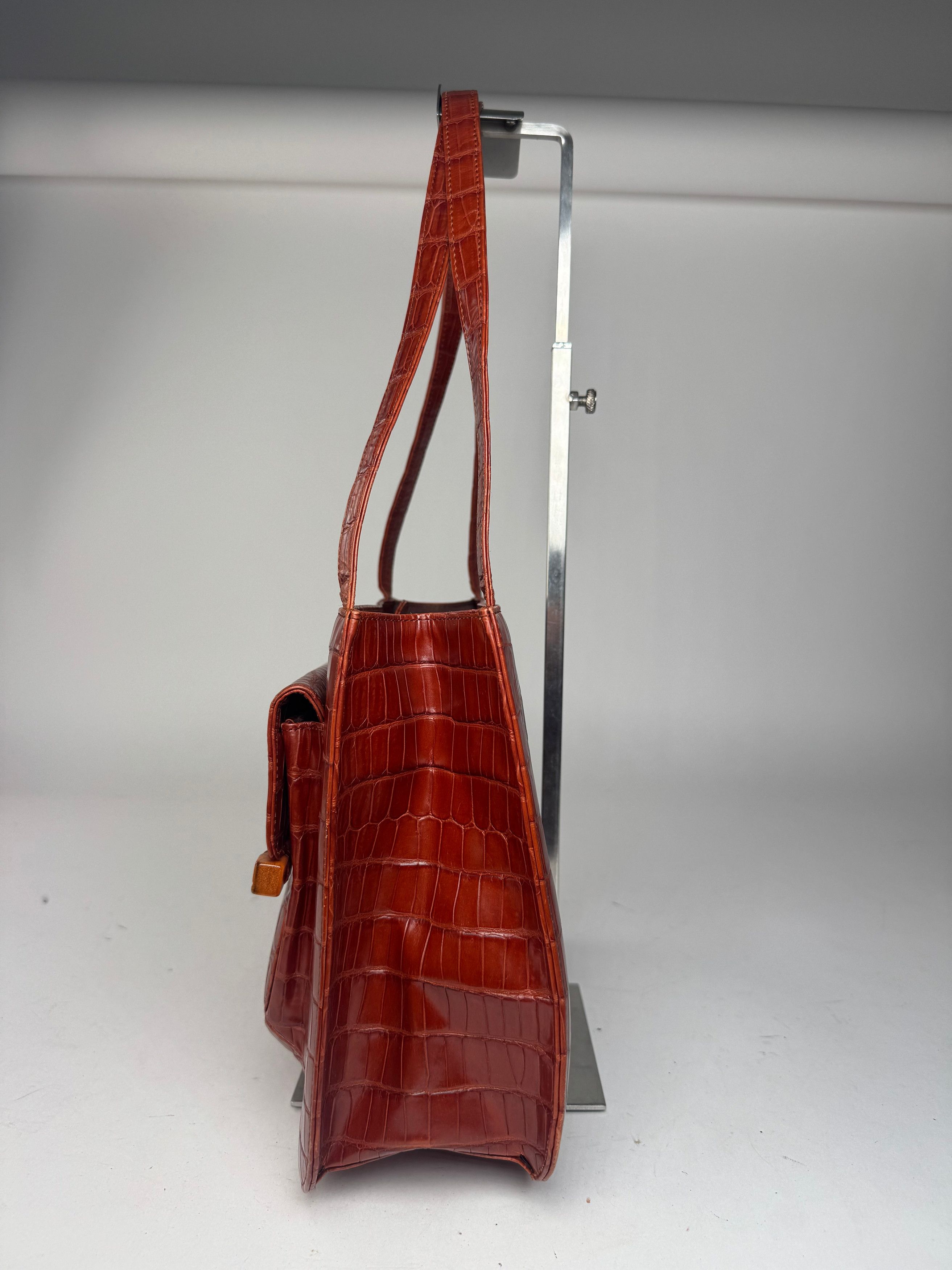 Givenchy Vintage crocodile emblossed Patent Leather bag brown Size ONE SIZE - 5 Thumbnail