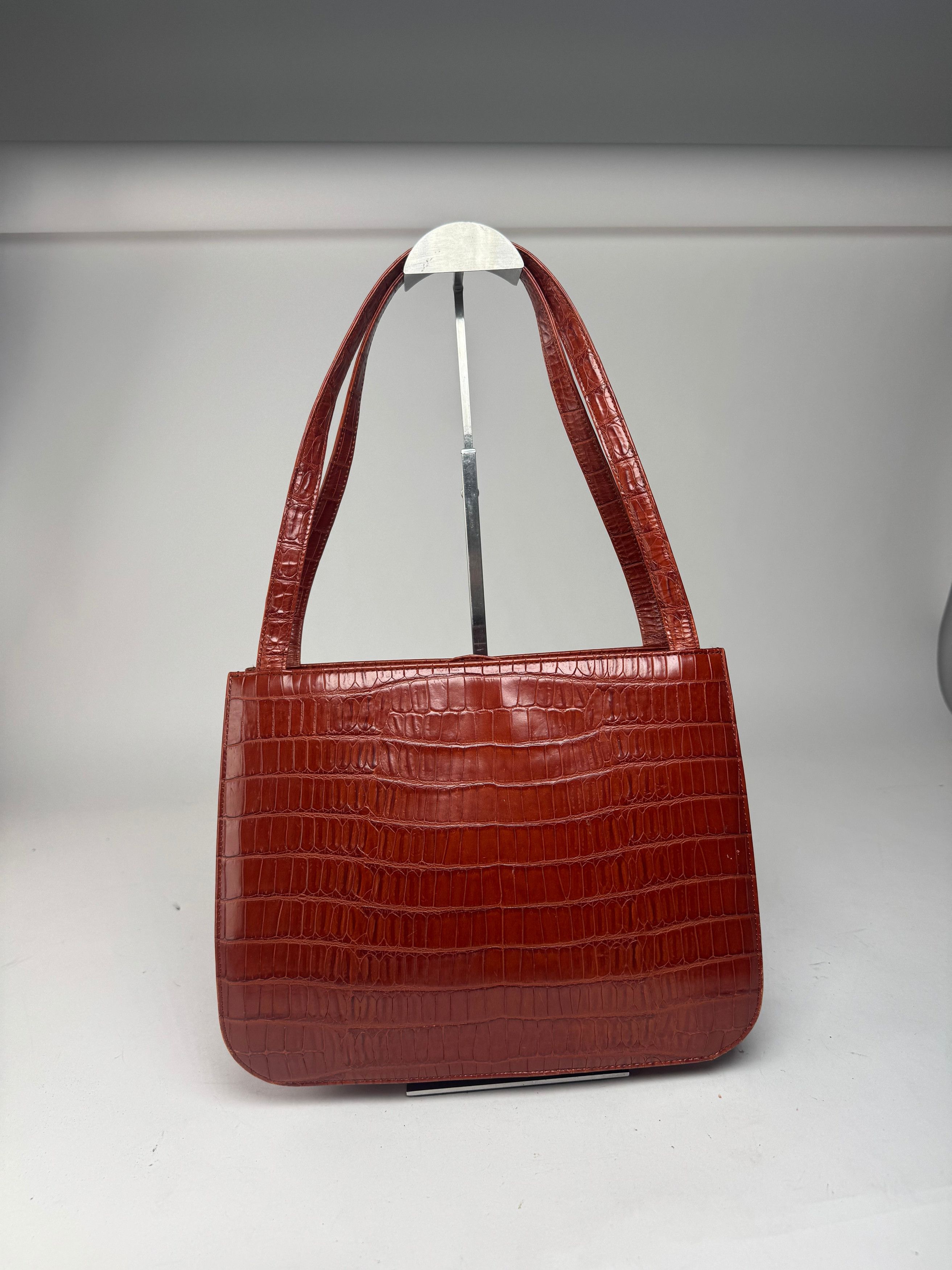 Givenchy Vintage crocodile emblossed Patent Leather bag brown Size ONE SIZE - 15 Thumbnail