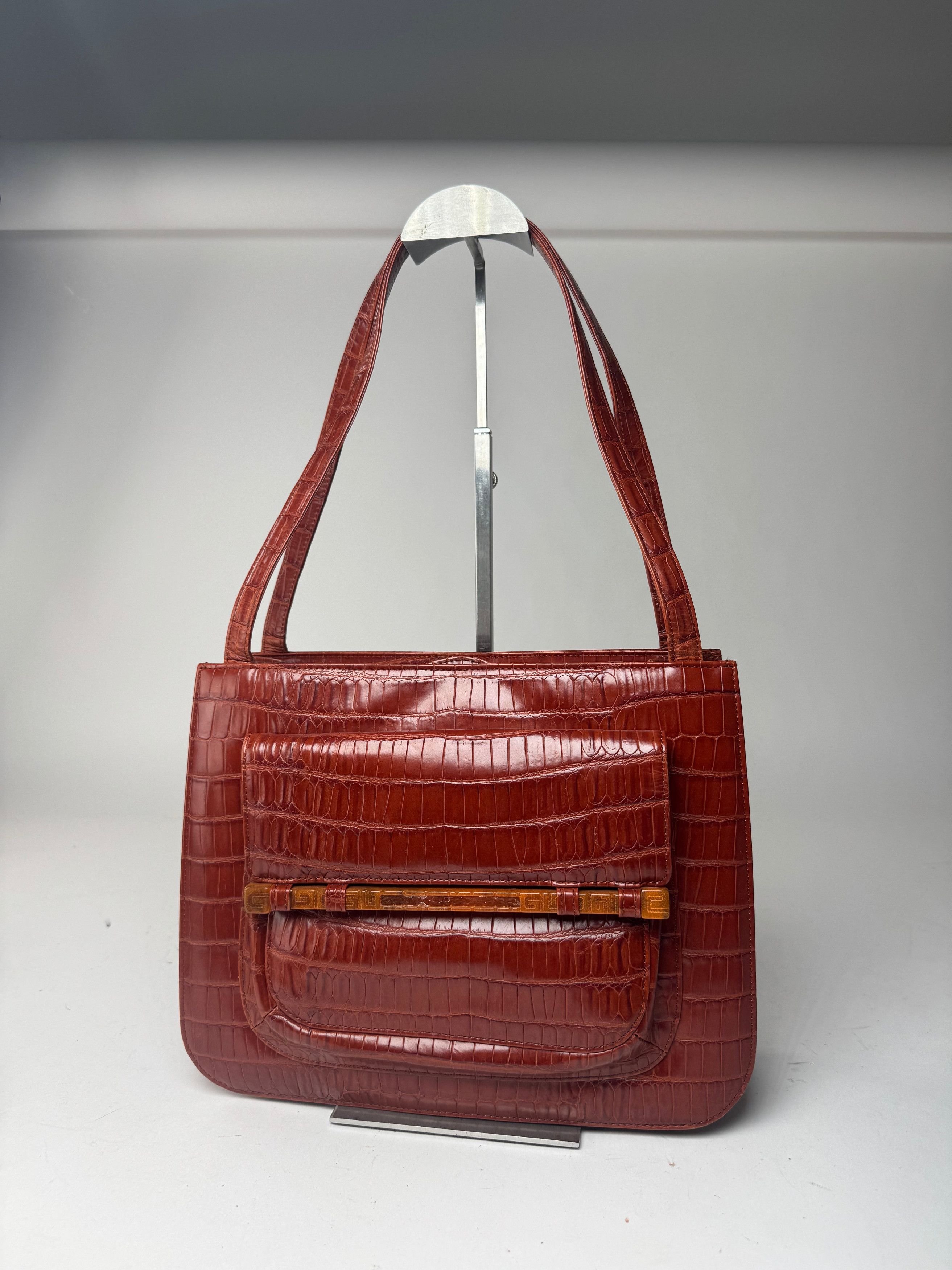Givenchy Vintage crocodile emblossed Patent Leather bag brown Size ONE SIZE - 6 Thumbnail