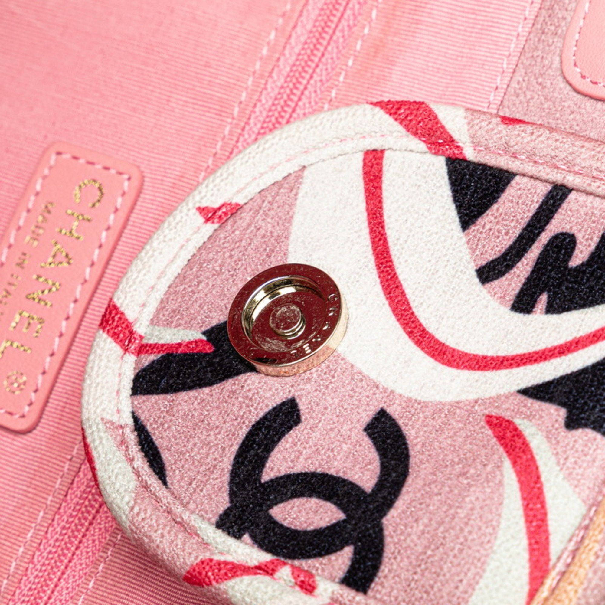 Chanel CHANEL Deauville Tote Bag, Handbag, Pink Multicolor Velour Leather, Women's, Size ONE SIZE - 5 Thumbnail
