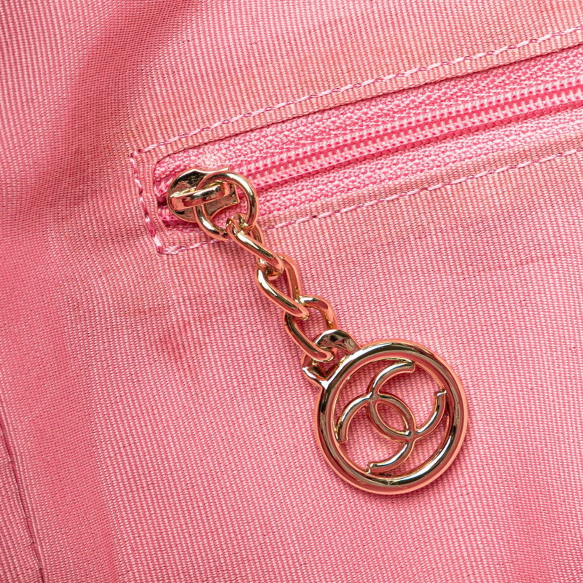 Chanel CHANEL Deauville Tote Bag, Handbag, Pink Multicolor Velour Leather, Women's, Size ONE SIZE - 7 Thumbnail