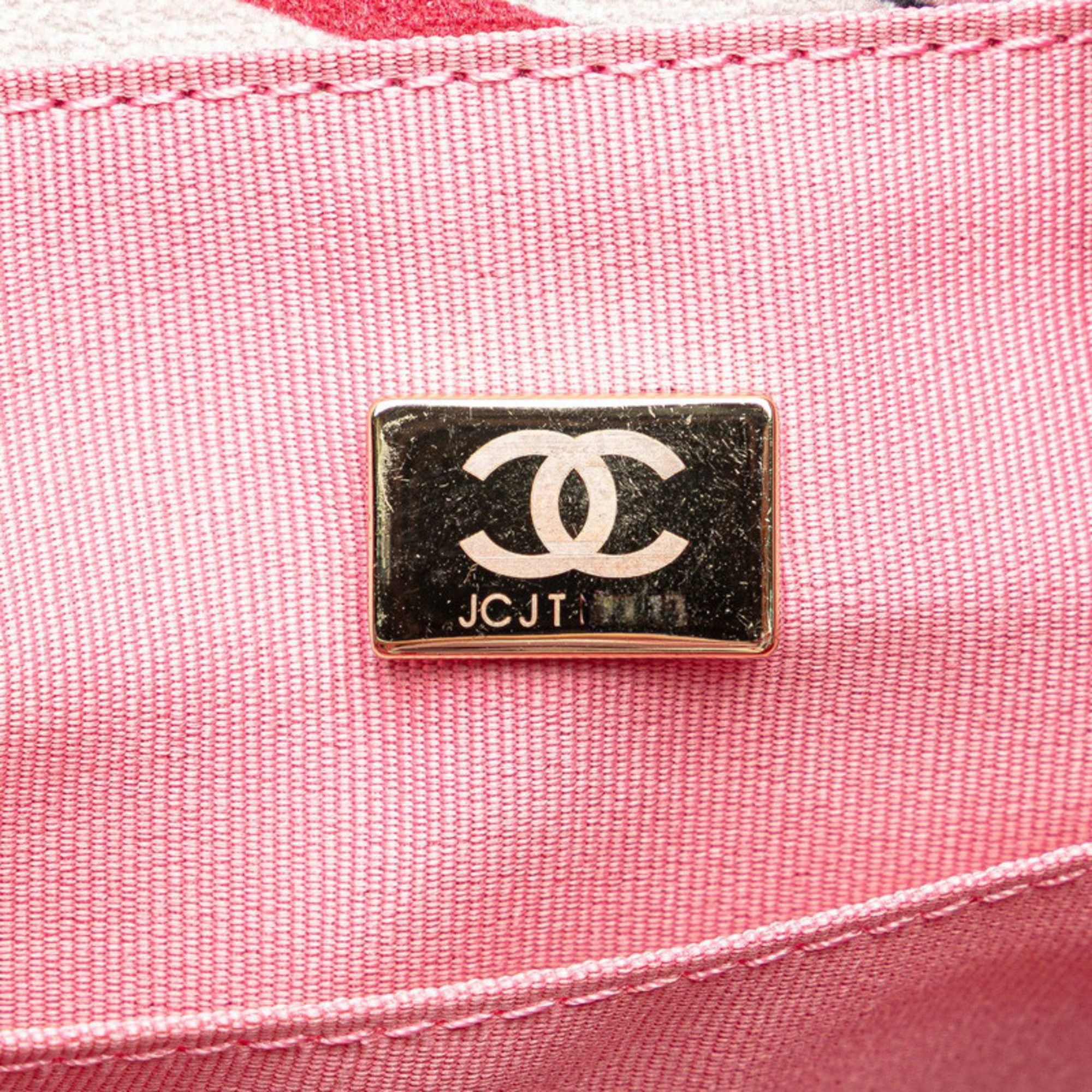 Chanel CHANEL Deauville Tote Bag, Handbag, Pink Multicolor Velour Leather, Women's, Size ONE SIZE - 9 Thumbnail