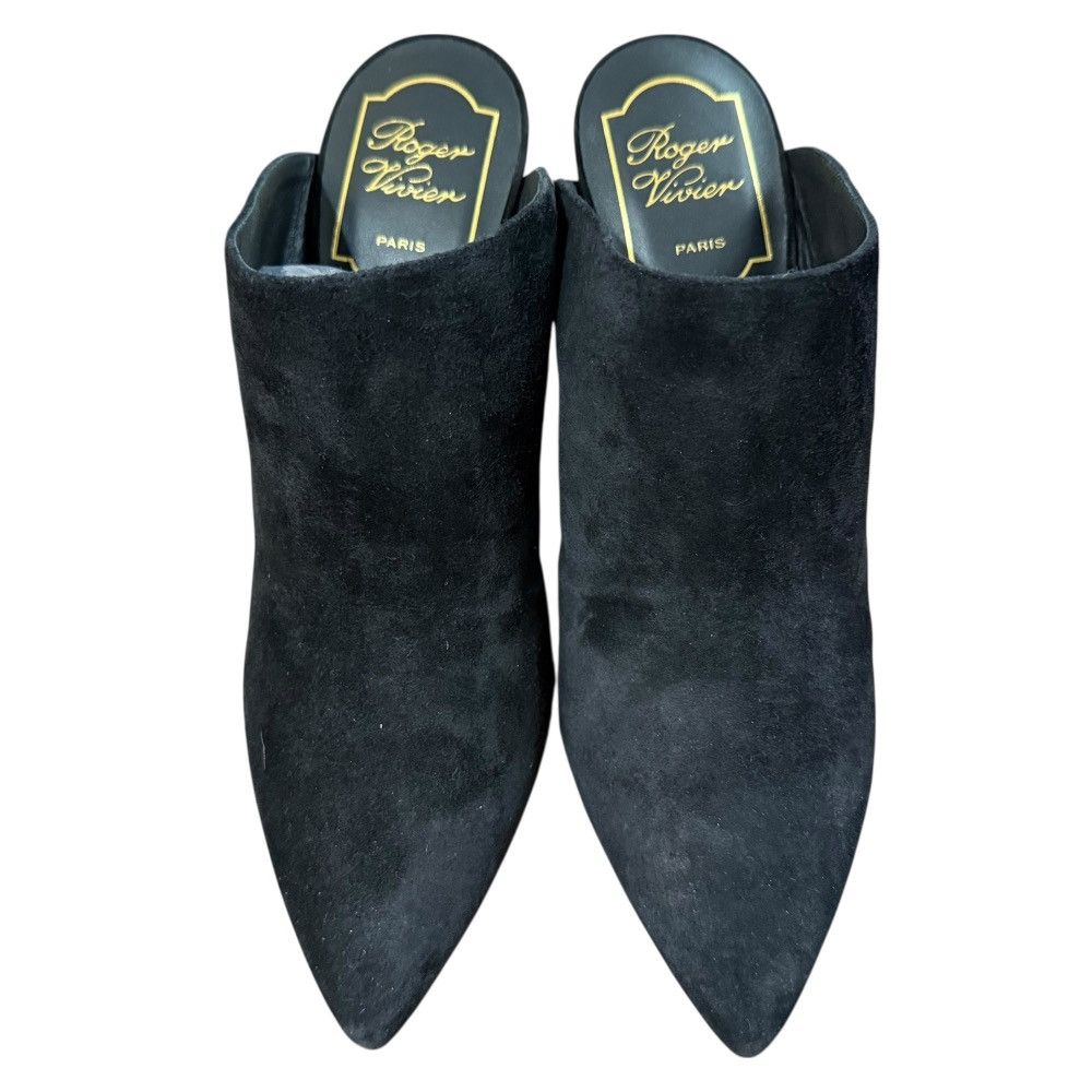 Roger Vivier Roger Vivier Roger Vivier RV Logo Suede Pointed Toe Mule Sandals Suede Shoes DUTY FREE for USA Size ONE SIZE - 3 Thumbnail