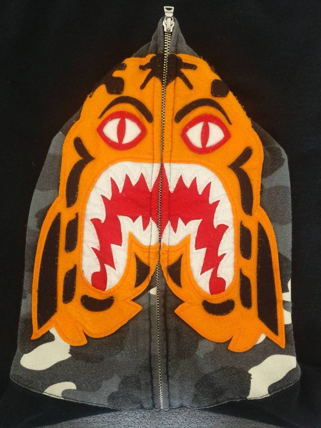 Bape Bape Funthera Militia Tiger Shark Full Zip Hoodie | Grailed