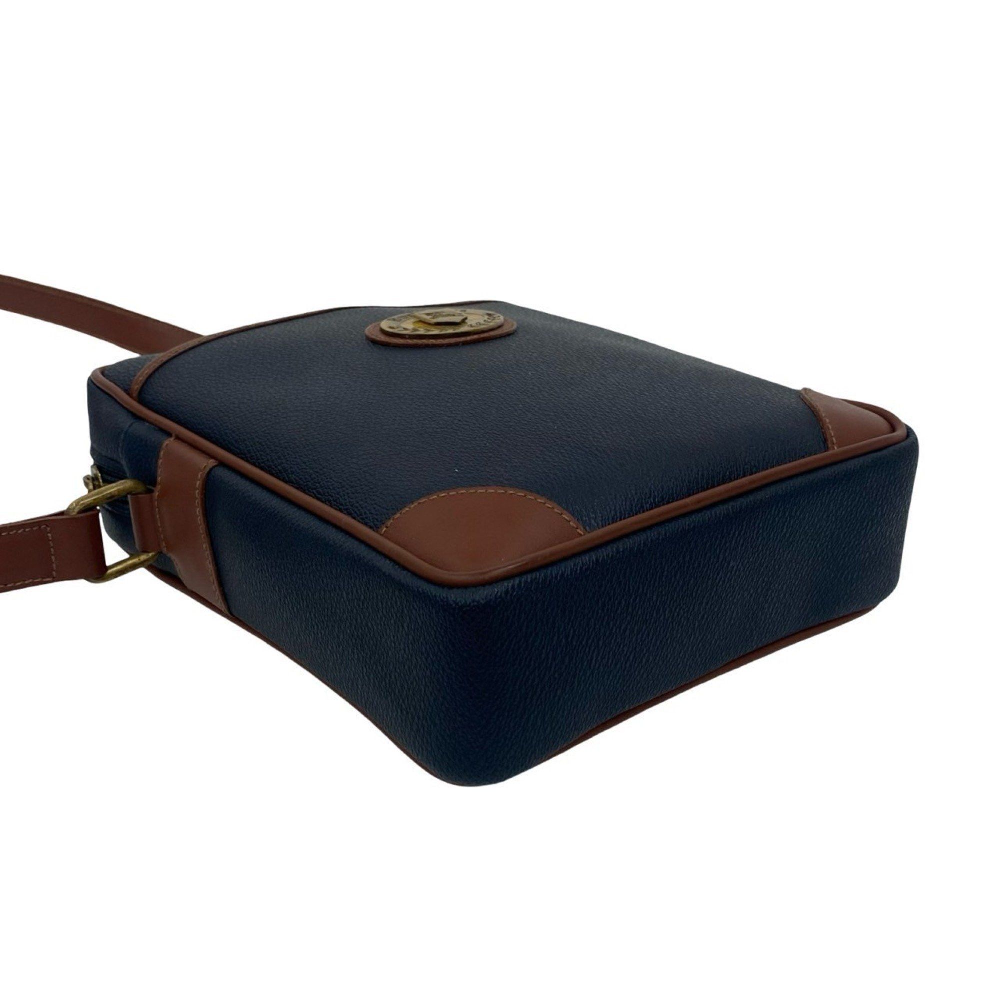 Burberry Burberry's Nova Check Shadow Horse Logo Leather Shoulder Bag/Pochette in Navy and Brown (98431) Size ONE SIZE - 7 Thumbnail