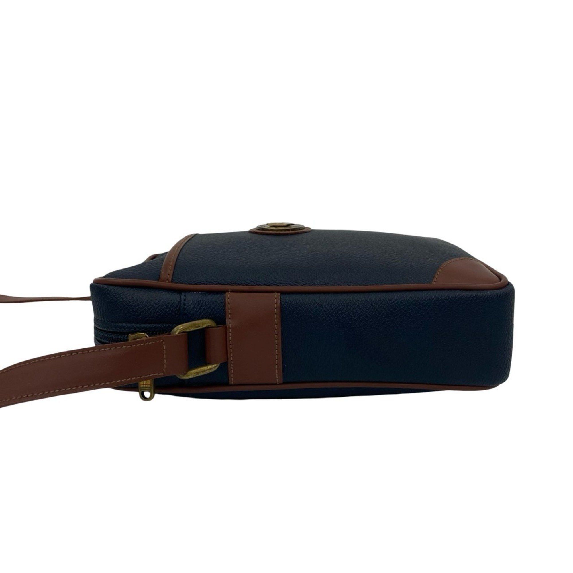 Burberry Burberry's Nova Check Shadow Horse Logo Leather Shoulder Bag/Pochette in Navy and Brown (98431) Size ONE SIZE - 5 Thumbnail