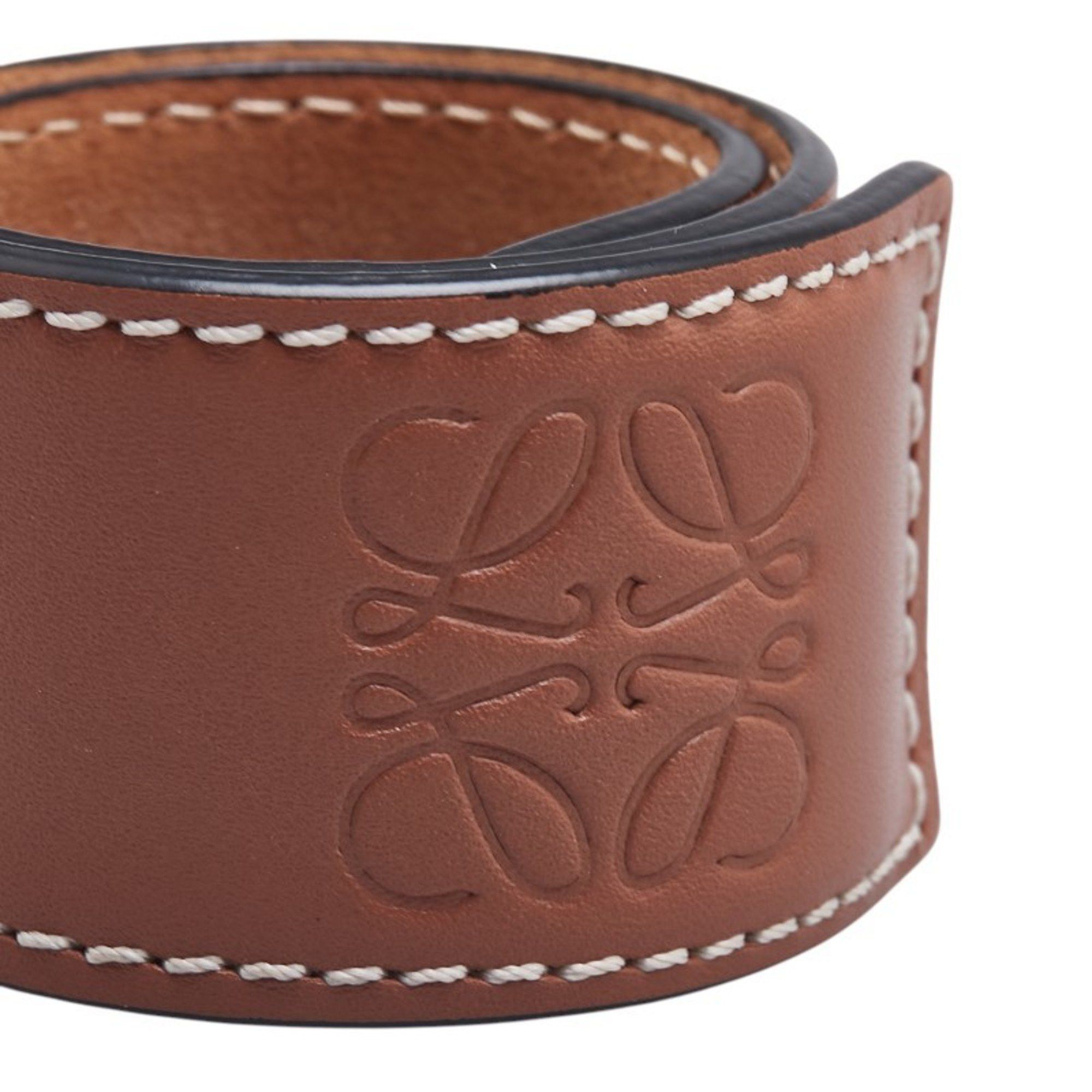 Loewe LOEWE Anagram Slap Small Bracelet in Brown Leather for Women Size ONE SIZE - 3 Thumbnail