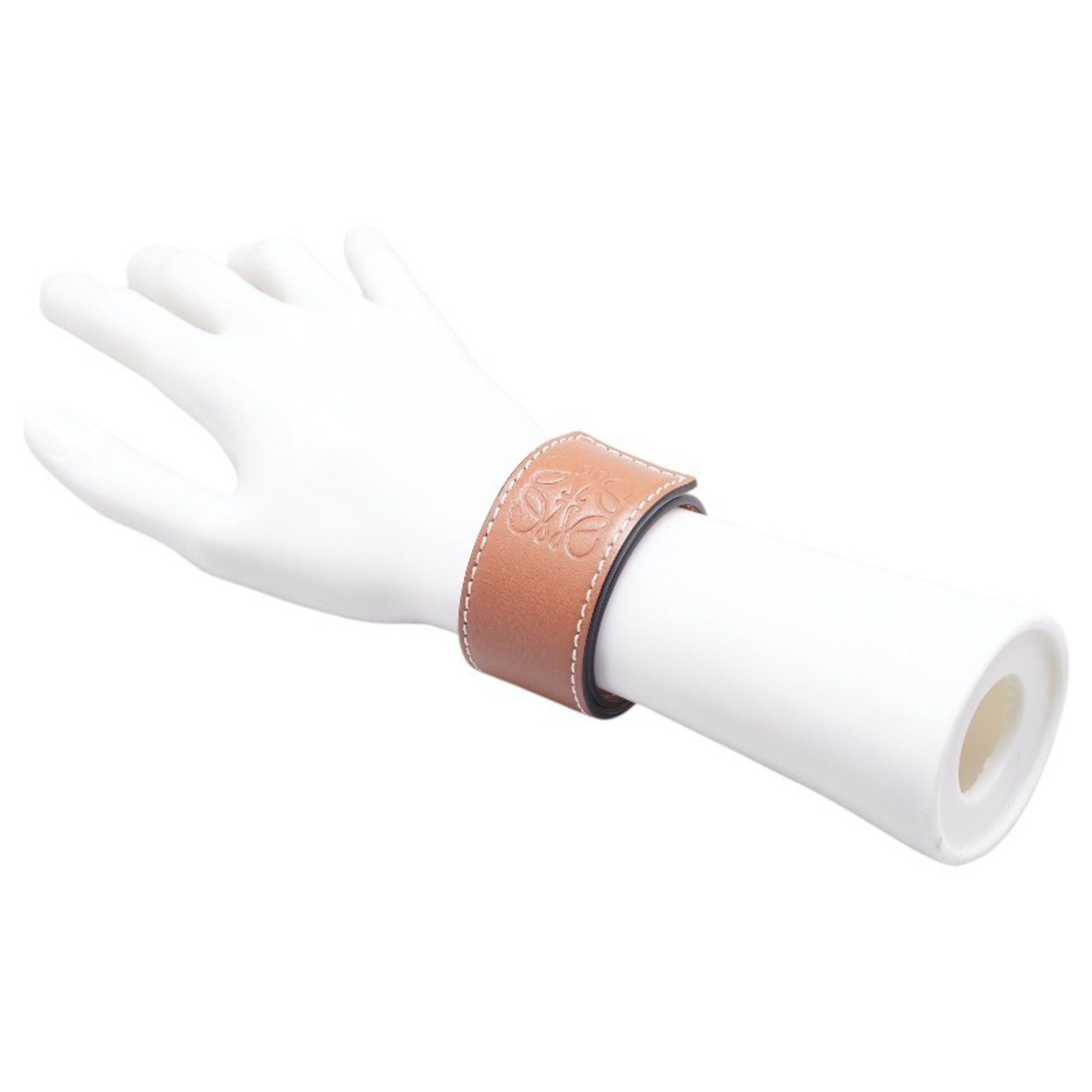 Loewe LOEWE Anagram Slap Small Bracelet in Brown Leather for Women Size ONE SIZE - 8 Thumbnail