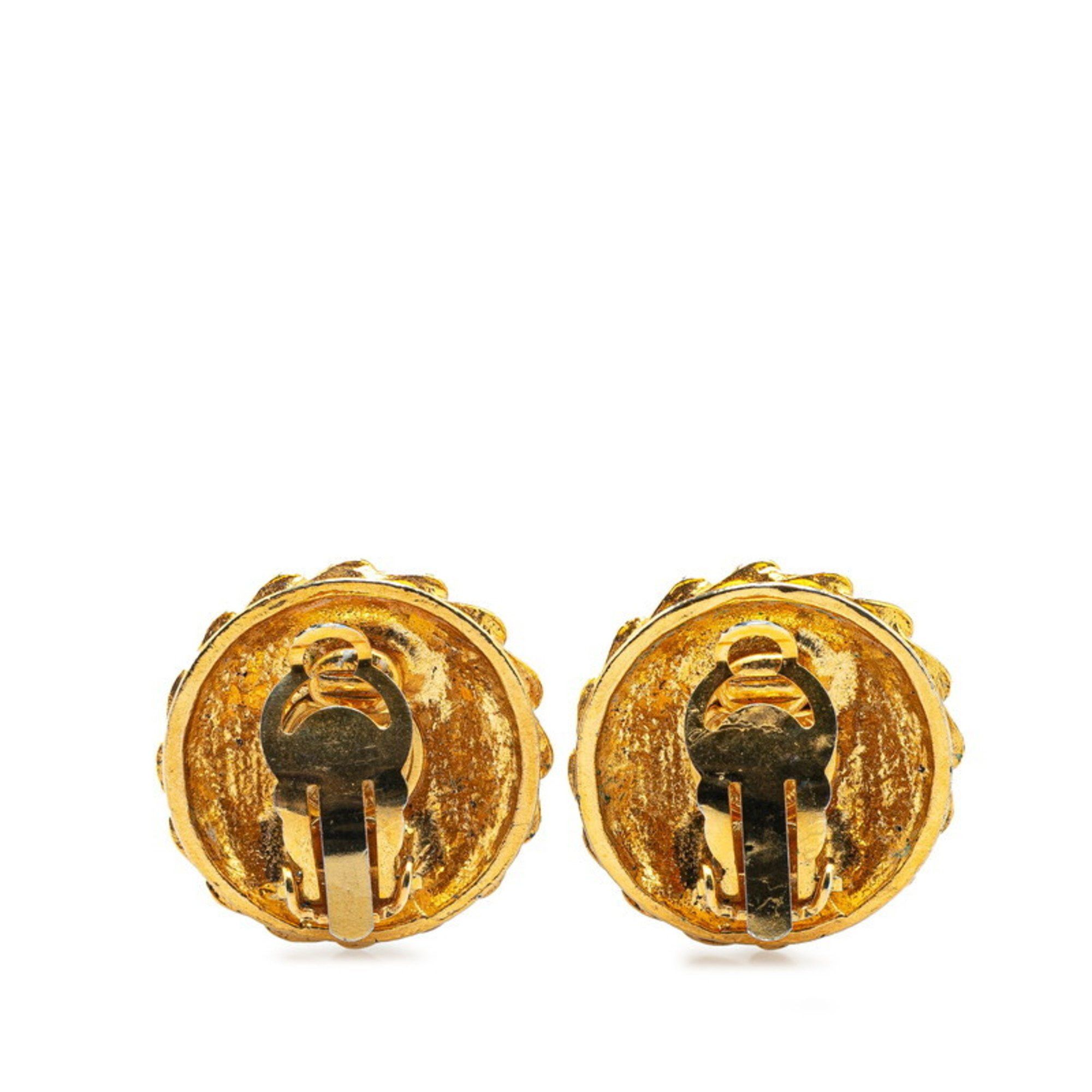 Chanel CHANEL Matelasse Coco Mark Rhinestone Earrings, Gold Plated, Women's Size ONE SIZE - 2 Thumbnail