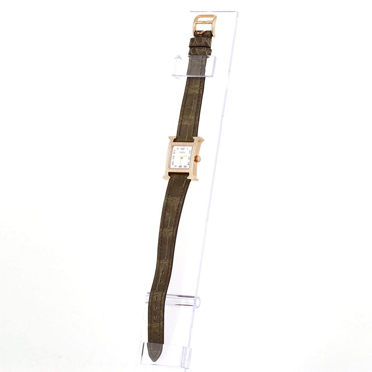 Hermes Hermes Hermes H Watch Pink Gold Crocodile skin Quartz HH1.174 DUTY FREE for USA Size ONE SIZE - 2 Thumbnail