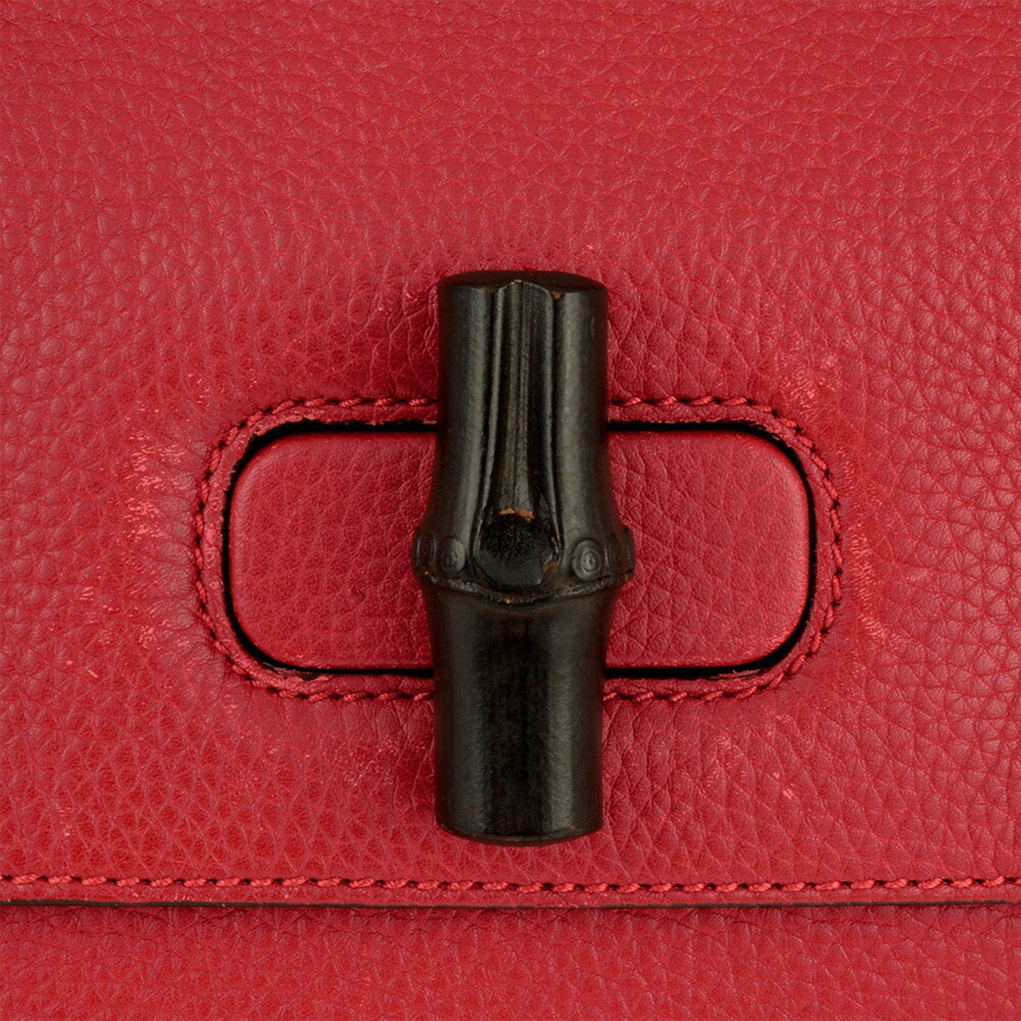 Gucci Gucci Daily Handbag Leather Bamboo 370831 Red Women's Size ONE SIZE - 7 Thumbnail