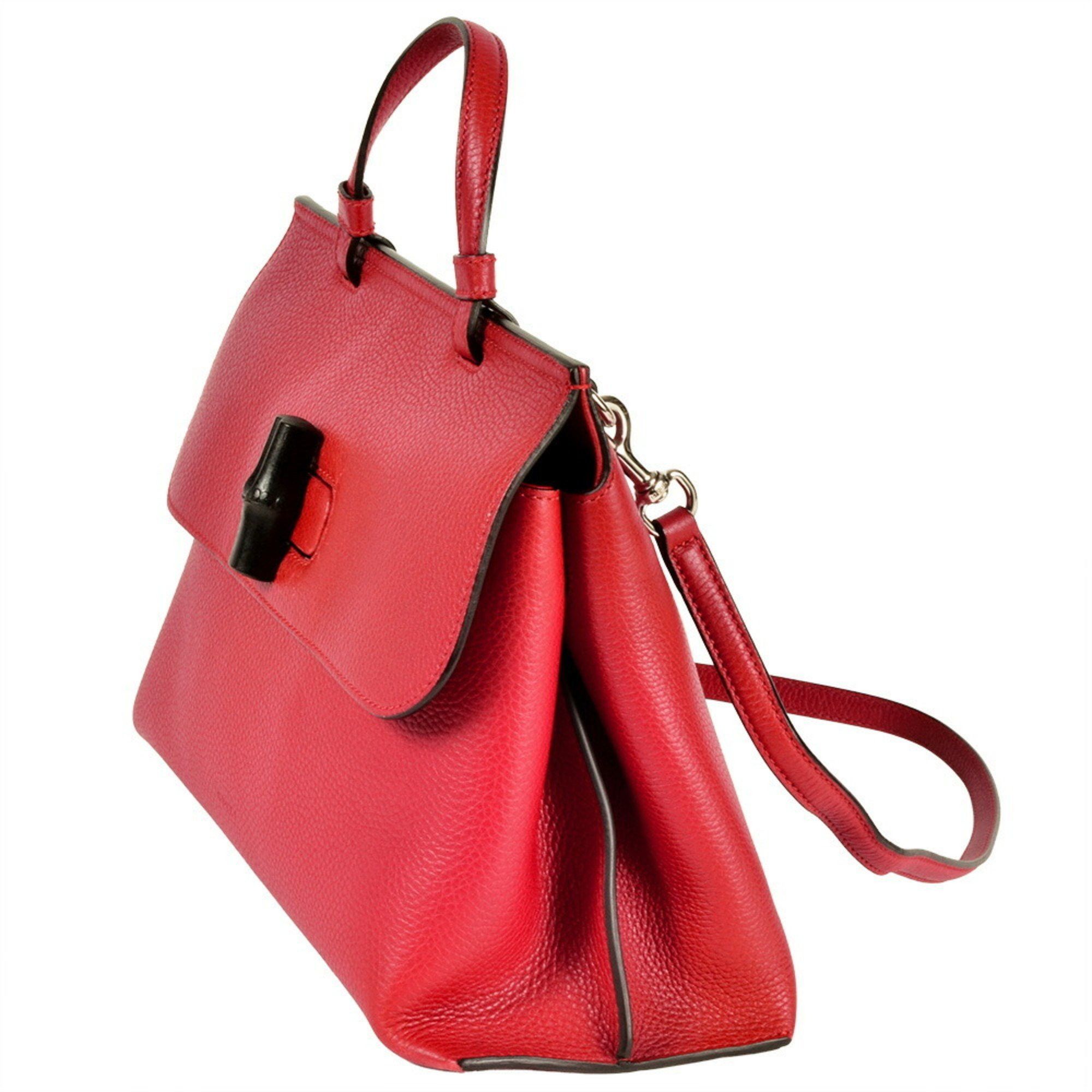 Gucci Gucci Daily Handbag Leather Bamboo 370831 Red Women's Size ONE SIZE - 2 Thumbnail