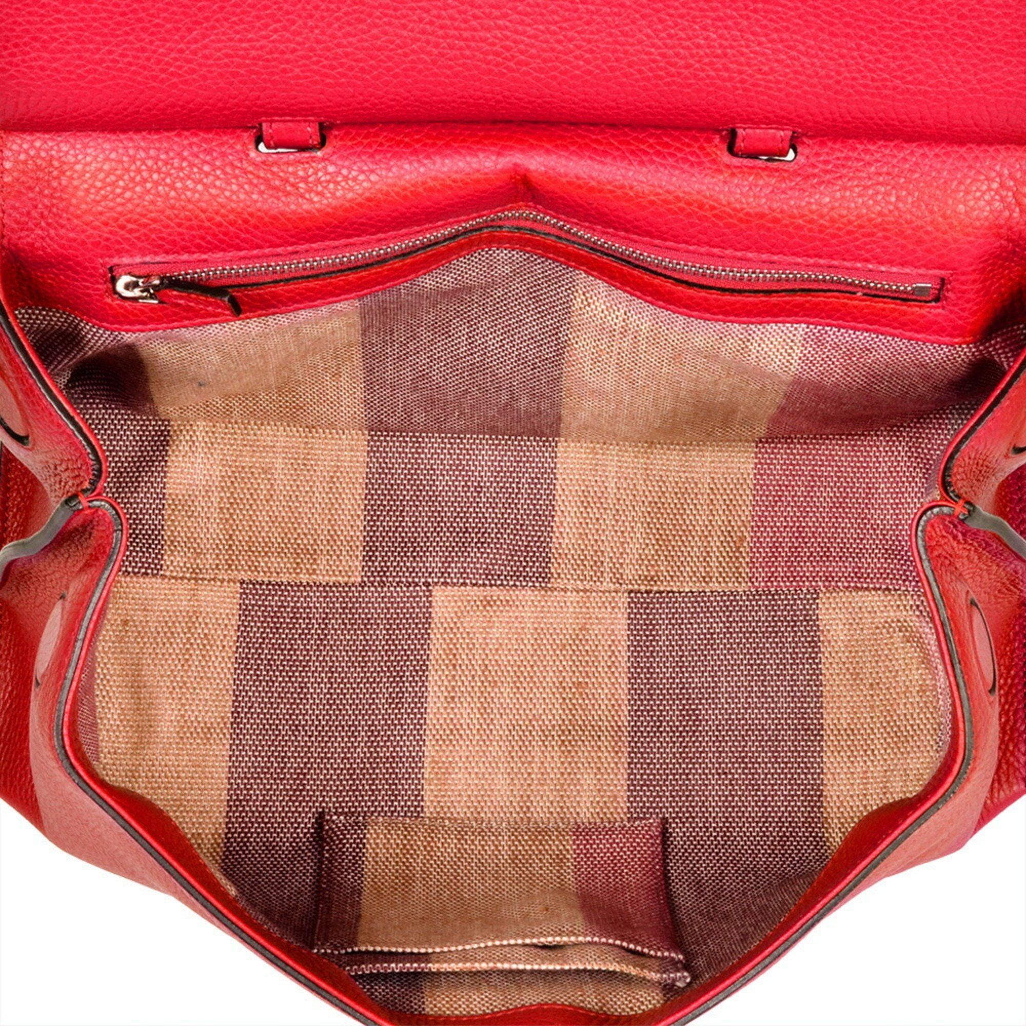 Gucci Gucci Daily Handbag Leather Bamboo 370831 Red Women's Size ONE SIZE - 6 Thumbnail