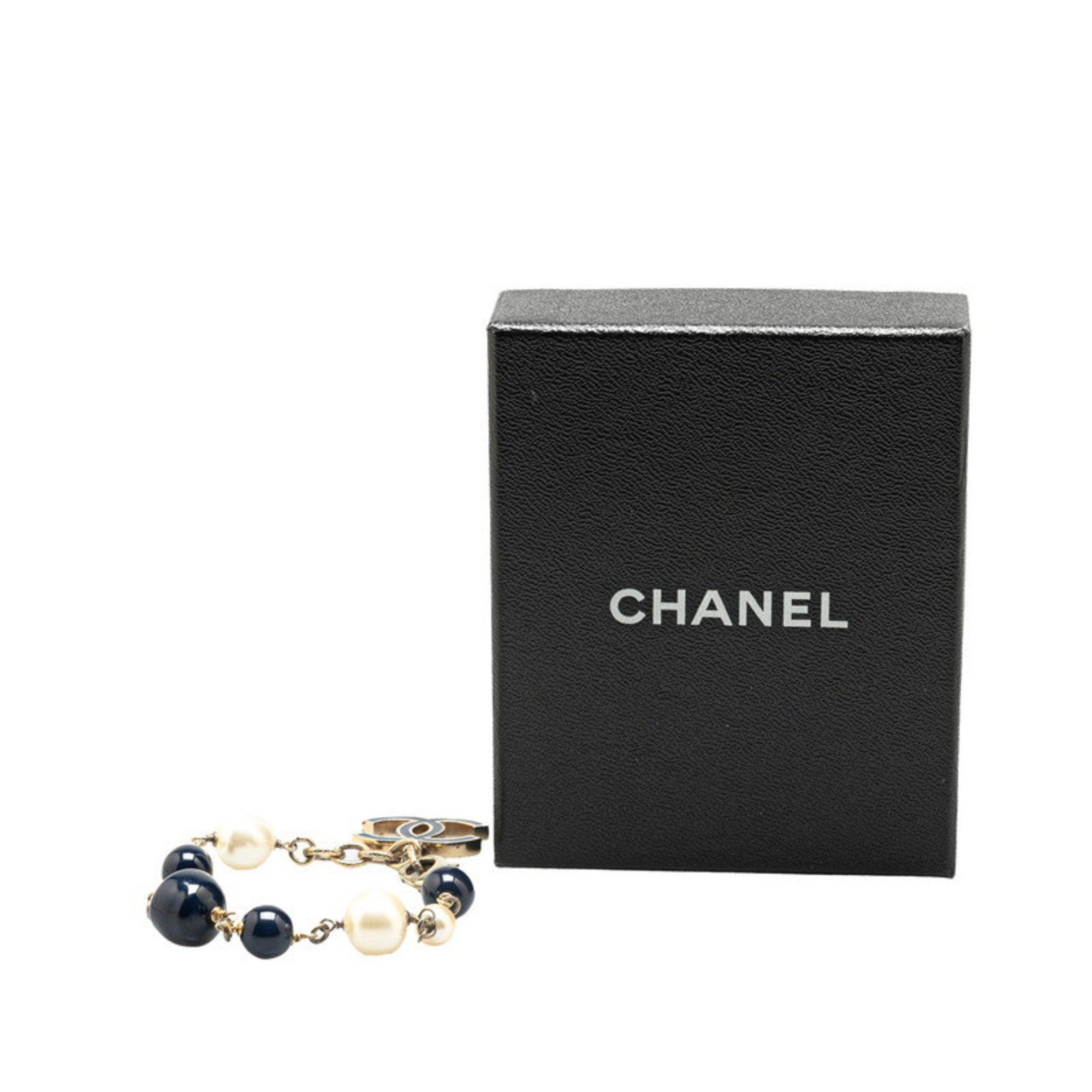 Chanel Chanel Coco Mark Bracelet in Navy, Black, and Gold with Faux Pearl Plating for Women Size ONE SIZE - 6 Thumbnail