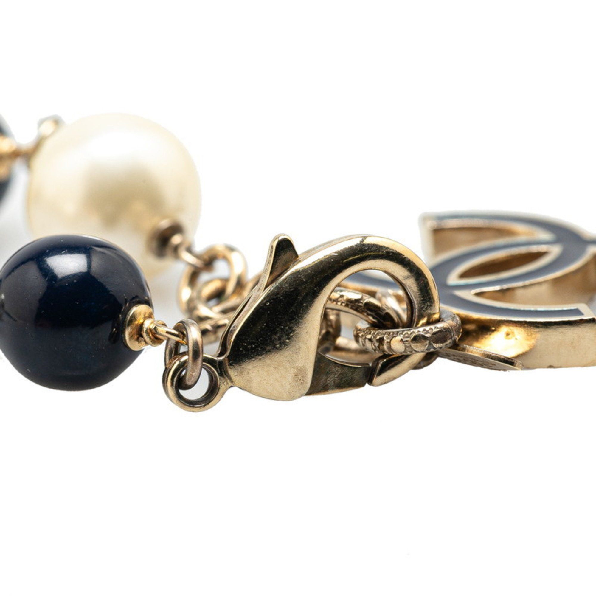 Chanel Chanel Coco Mark Bracelet in Navy, Black, and Gold with Faux Pearl Plating for Women Size ONE SIZE - 4 Thumbnail