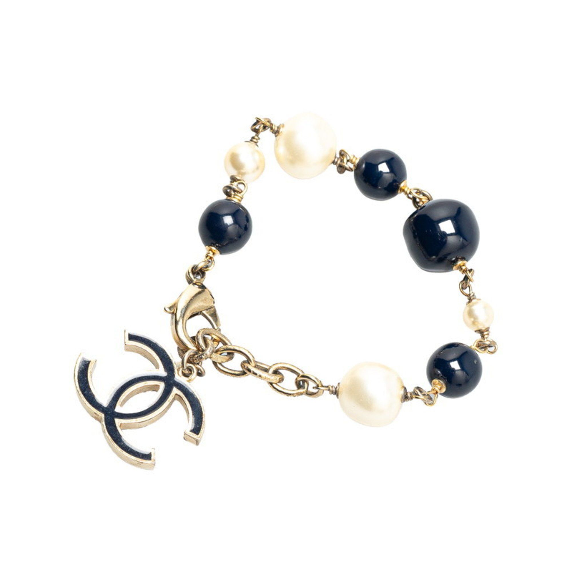 Chanel Chanel Coco Mark Bracelet in Navy, Black, and Gold with Faux Pearl Plating for Women Size ONE SIZE - 2 Thumbnail