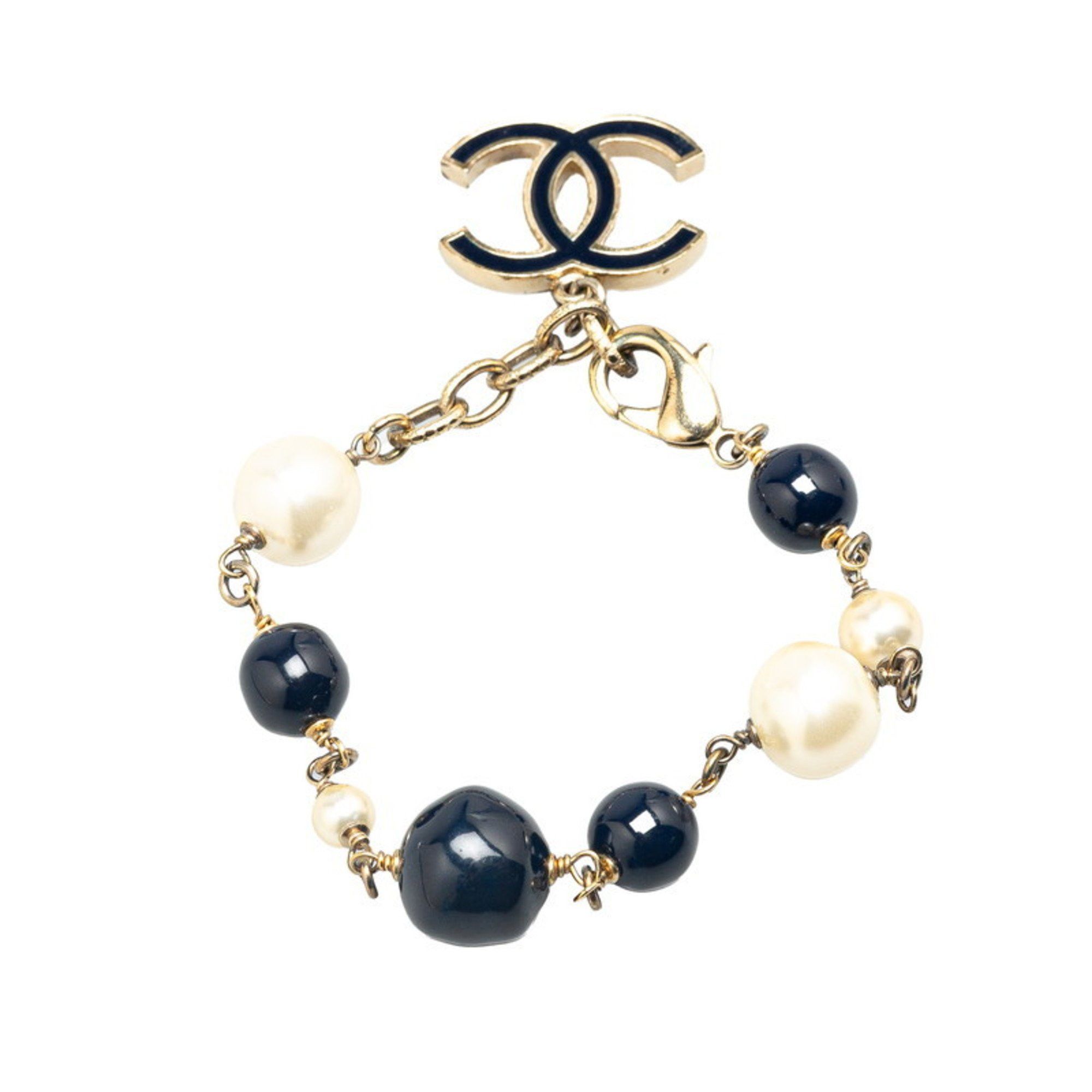 Chanel Chanel Coco Mark Bracelet in Navy, Black, and Gold with Faux Pearl Plating for Women Size ONE SIZE - 3 Thumbnail