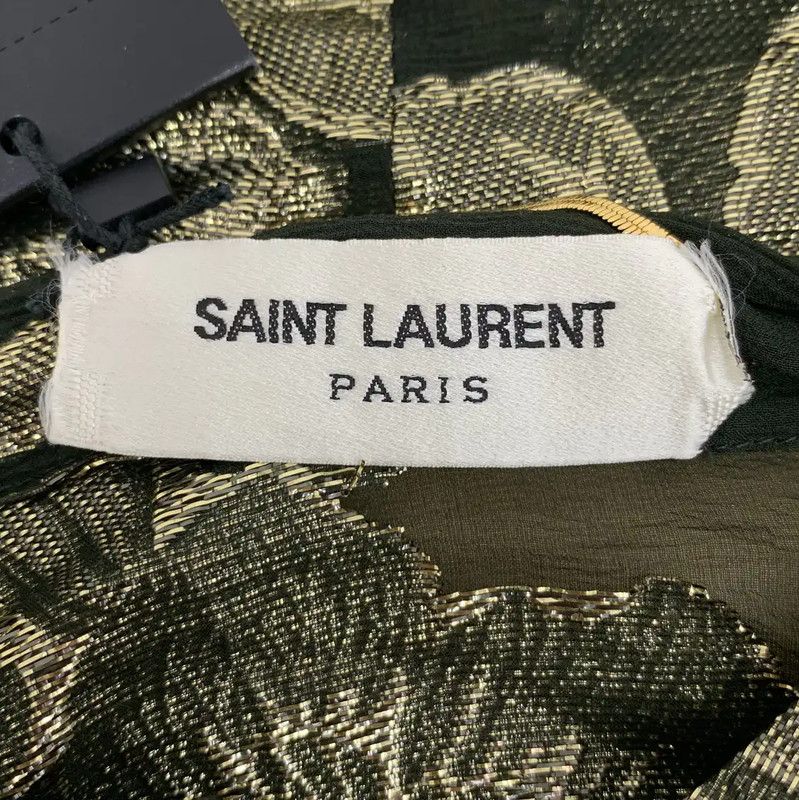 Yves Saint Laurent YSL Dark Green Silk Women's Dress 0089 Size XS / US 0-2 / IT 36-38 - 6 Thumbnail